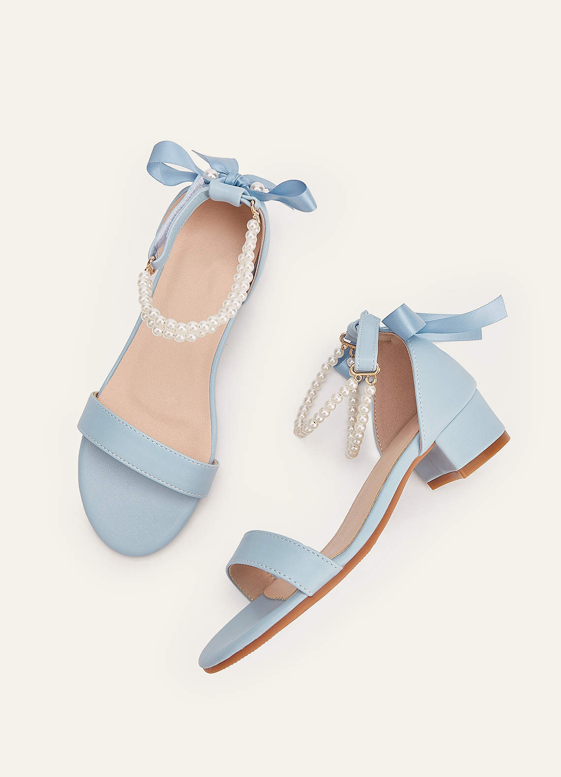 front Pearl and Bow Open Toe Girl's Block Heels for Toddler Little Big Kid