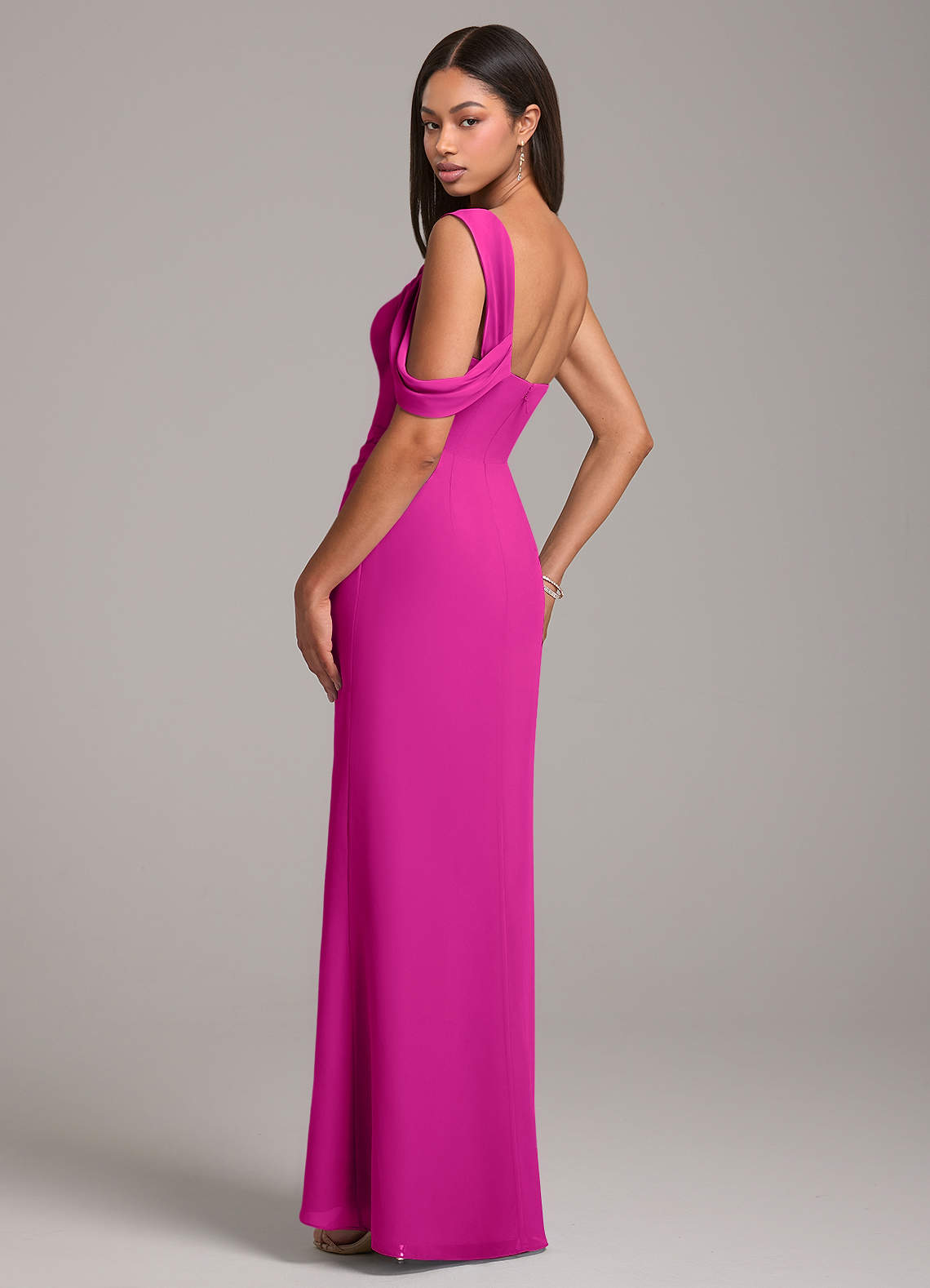 fuchsia chiffon dress Chiffon Fuchsia Sweetheart Tiered Ruffles Prom Dress with Slit Red / 14