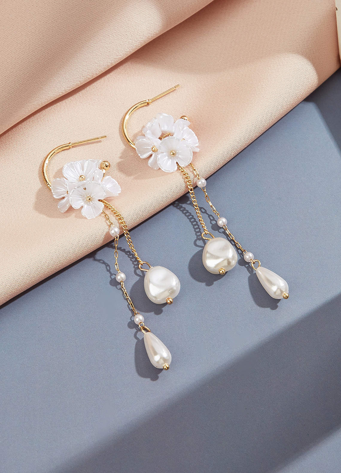 Fringed Flower Pearl Earrings | Azazie CA
