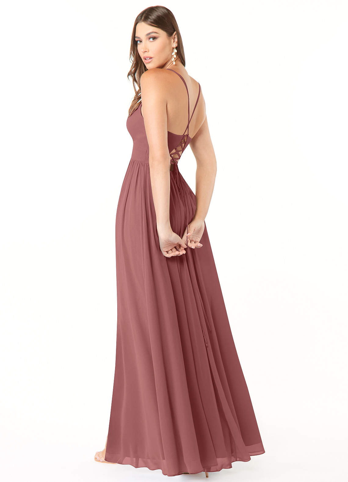 Azazie Aaida Jurken voor bruidsmeisjes Jurk van Chiffon met A-Lijn Korset Amethist image4