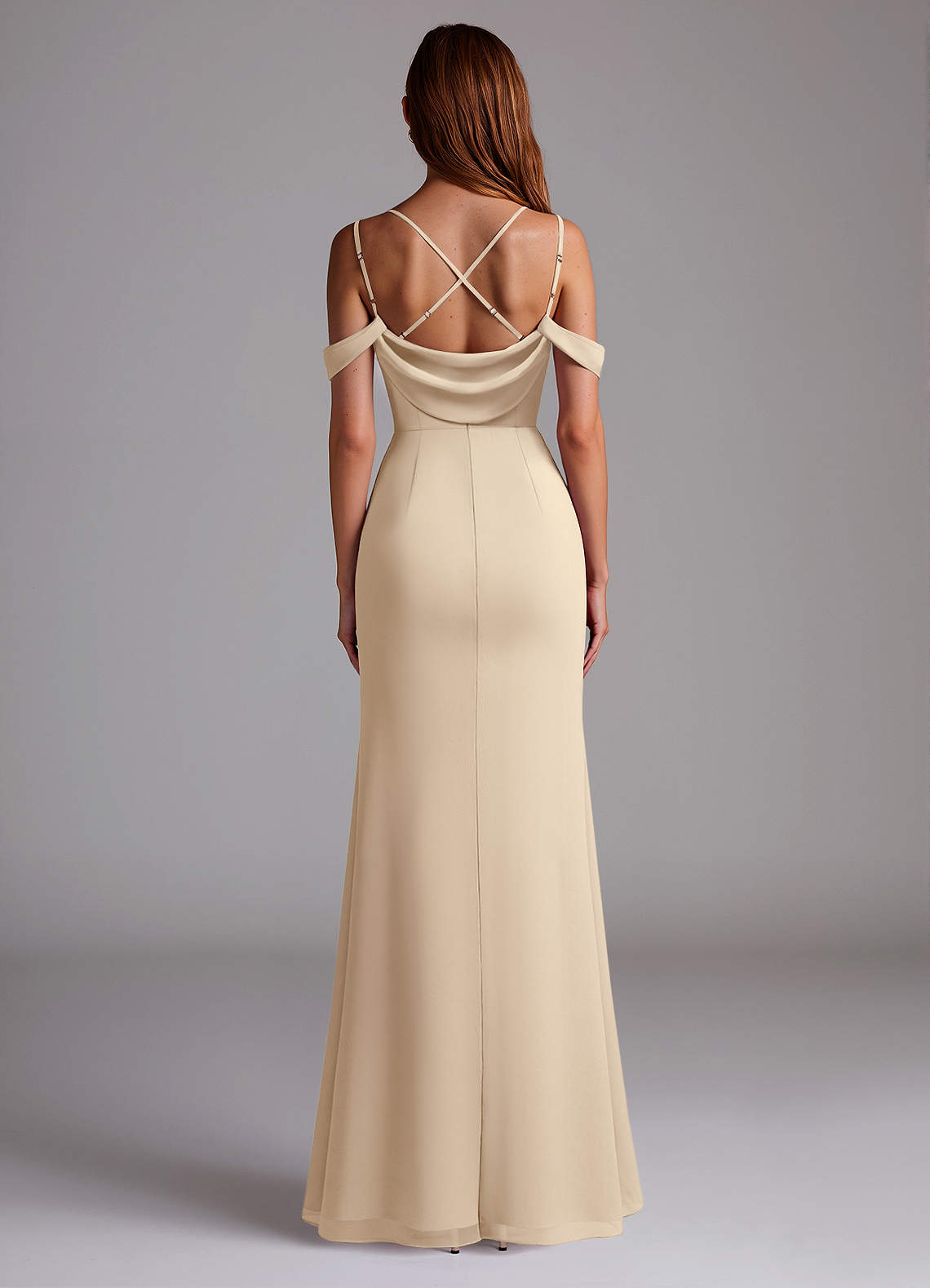 Azazie Callan Champagne Chiffon Bridesmaid Dresses | Azazie