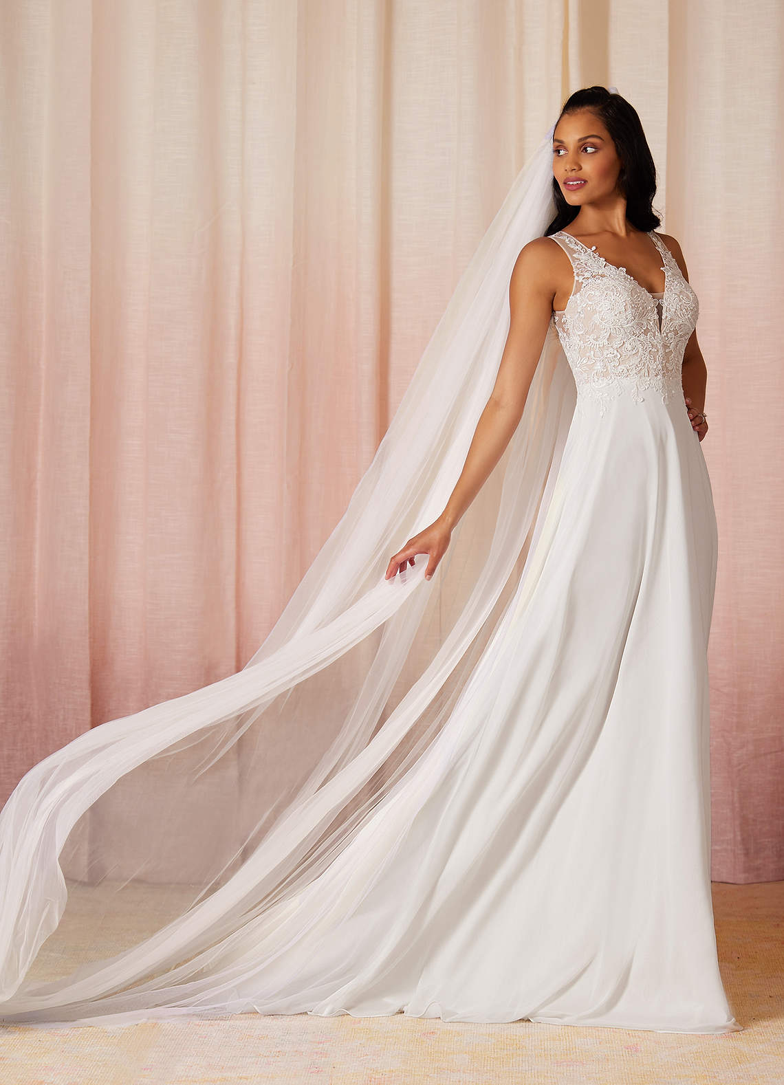 Azazie Trixie Wedding Dresses A-Line Sequins Chiffon Chapel Train Dress image1