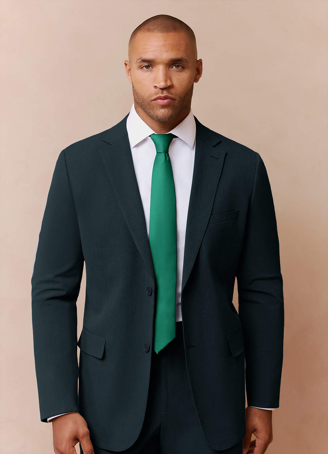 front Savile Dark Green Wool Blend Suit Jacket