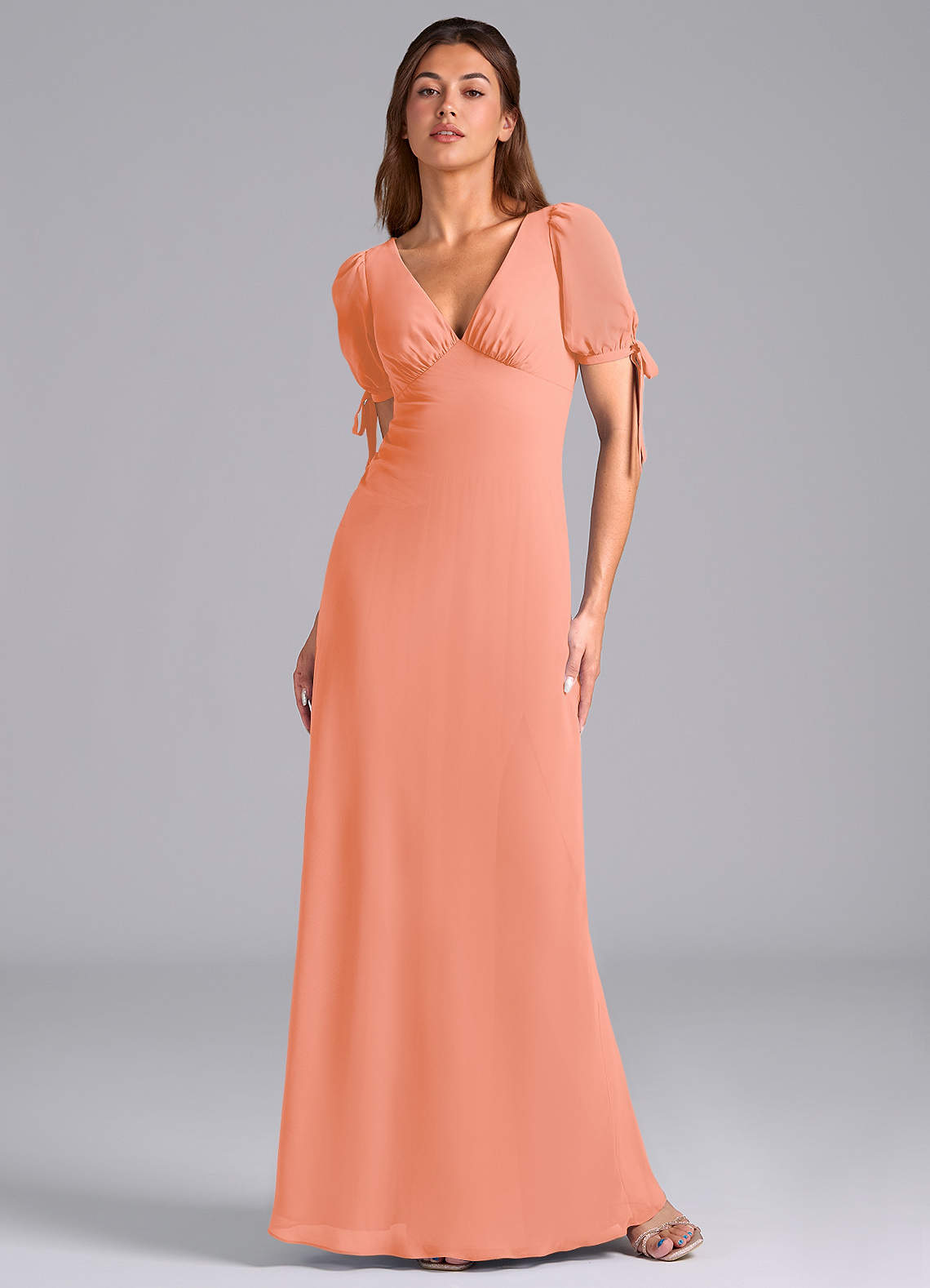 Azazie Pheby Bridesmaid Dresses Sunset A-Line Pleated Chiffon Dress image1