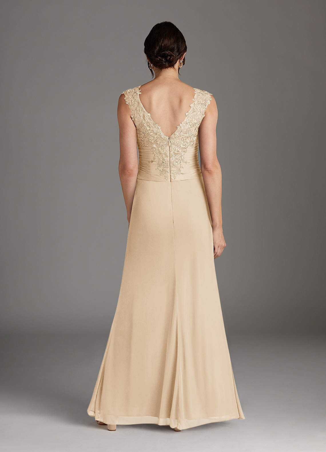Azazie Edelin Champagne A-Line Sweetheart Neckline Pleated Mesh