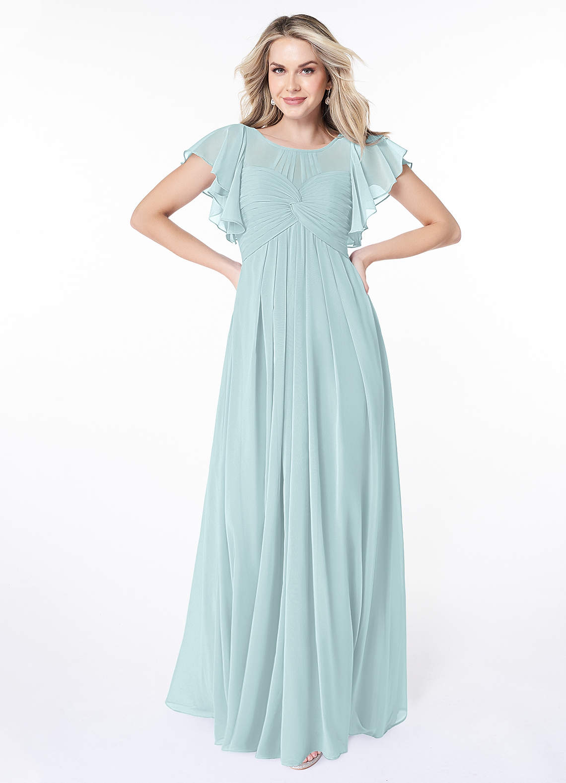 Azazie Lily Final Sale Empire Pleated Chiffon Floor-Length Dress image1