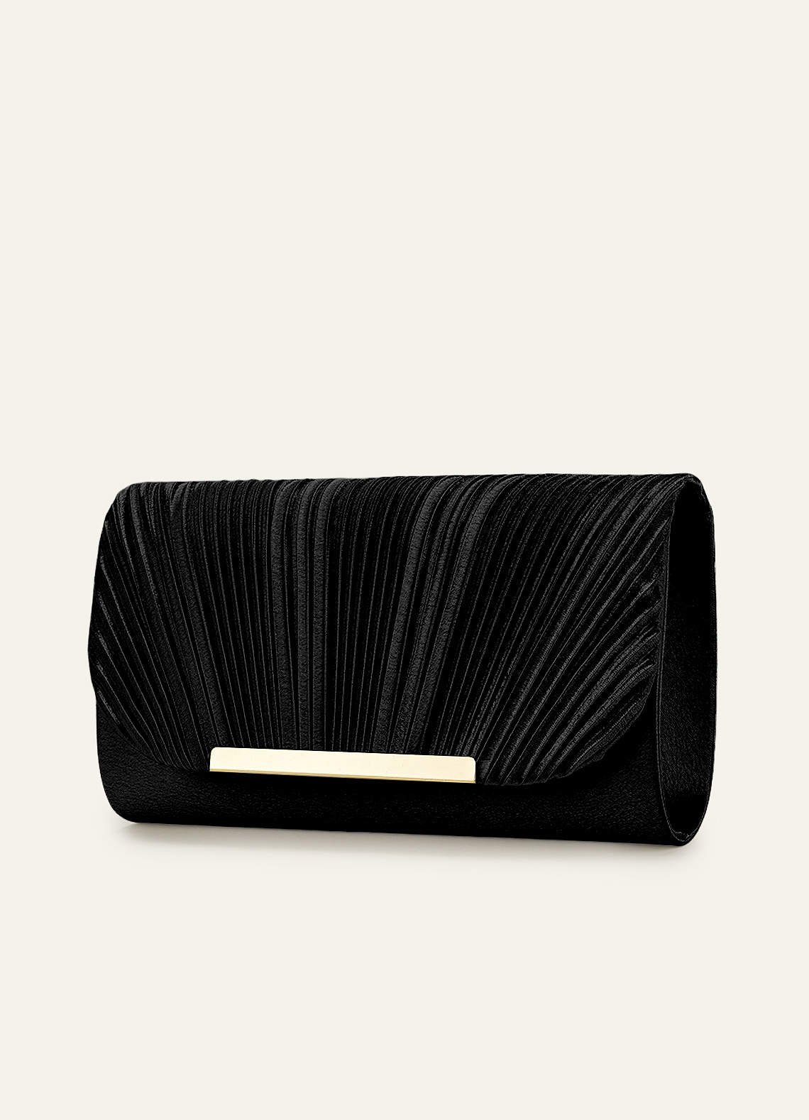 front Satin Pleated Envelope Clutch