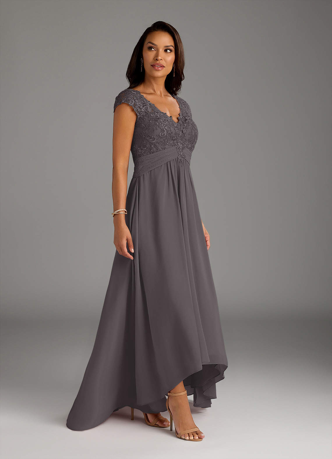 chinese dress ladies Gray Lace Long Prom Dress, Gray Lace Bridesmaid Dress – shopluu