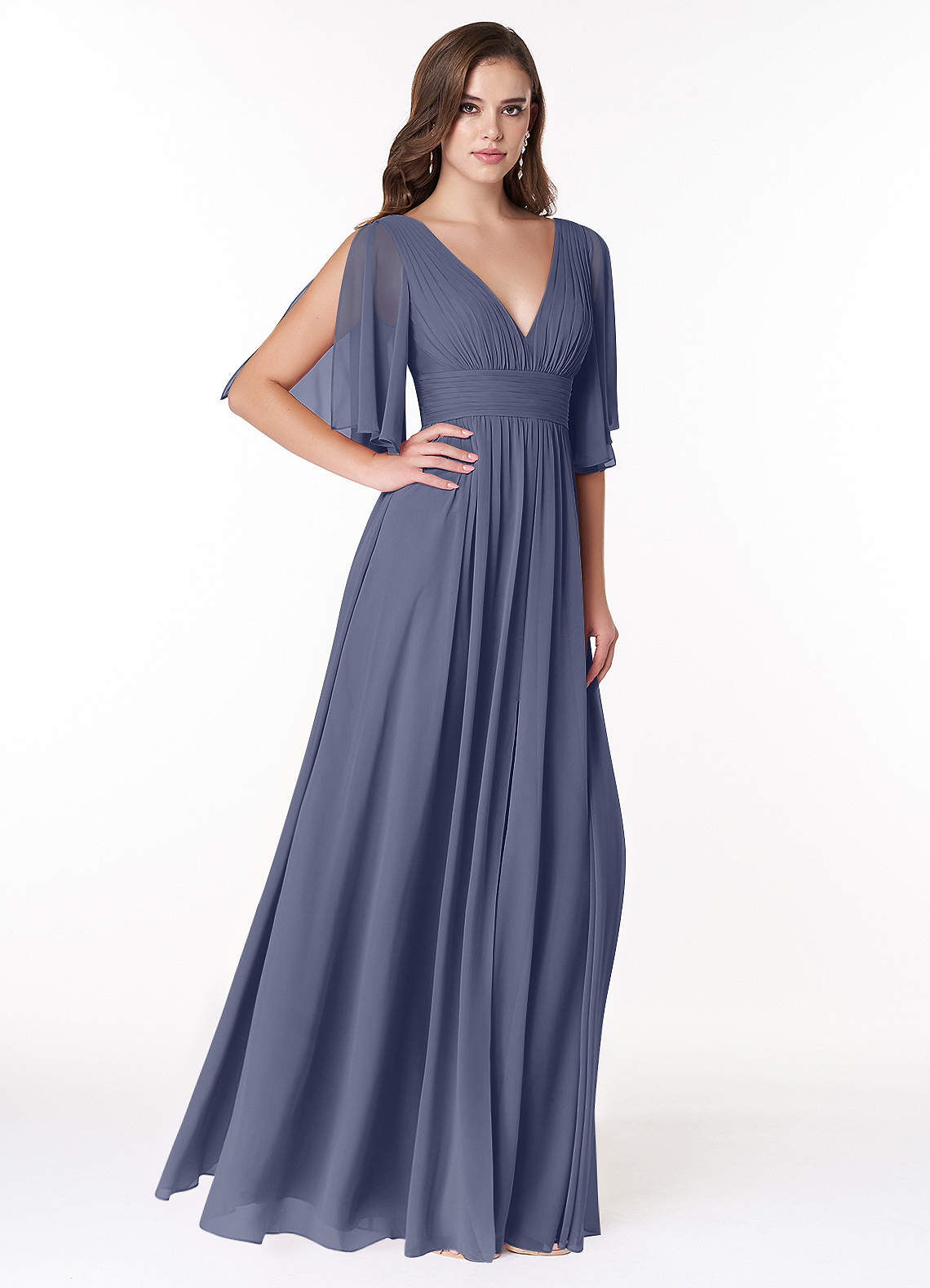 Green And Blue Aesthetic Navy Suit Sage Maid Of Honor Dresses Azazie A-Line  V-Neck