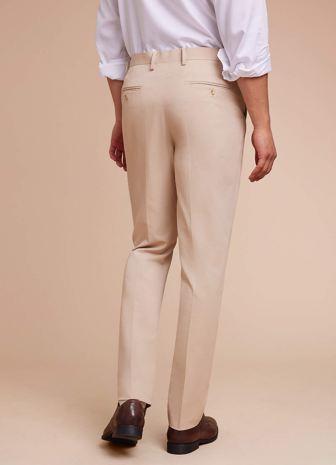front Carter Tan Cotton Linen Blend Dress Pants