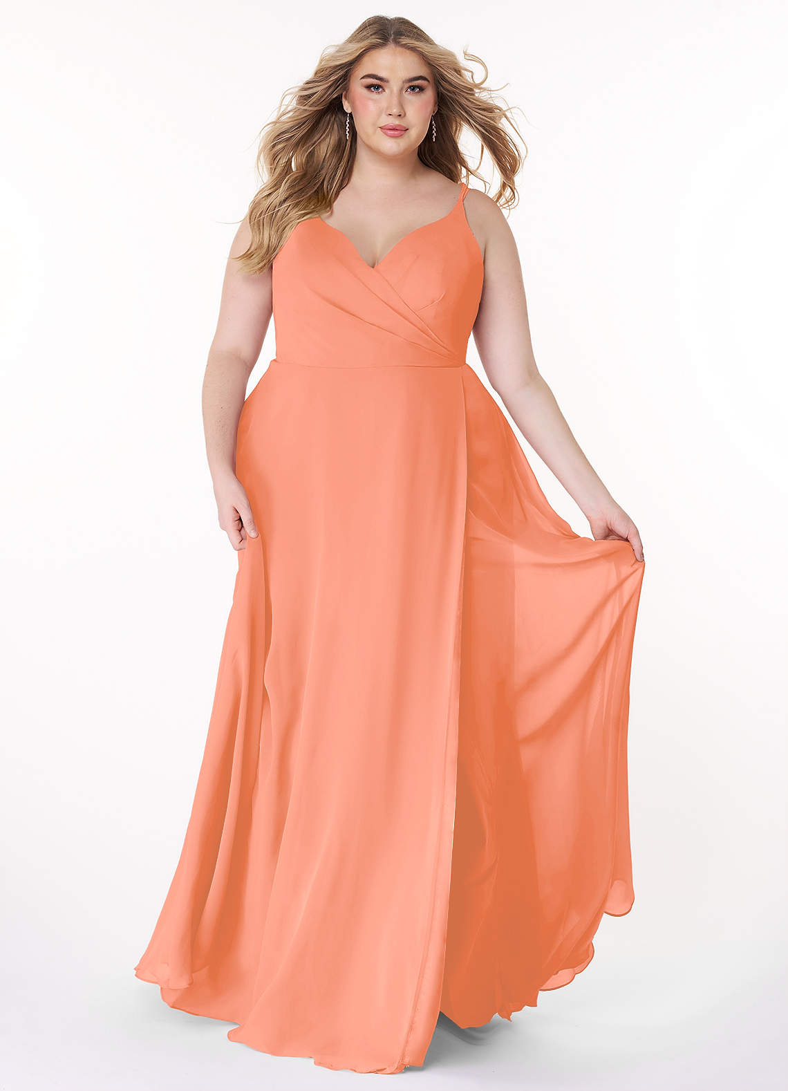 Azazie Lennon Bridesmaid Dresses Sunset A-Line Lace Chiffon Dress image1