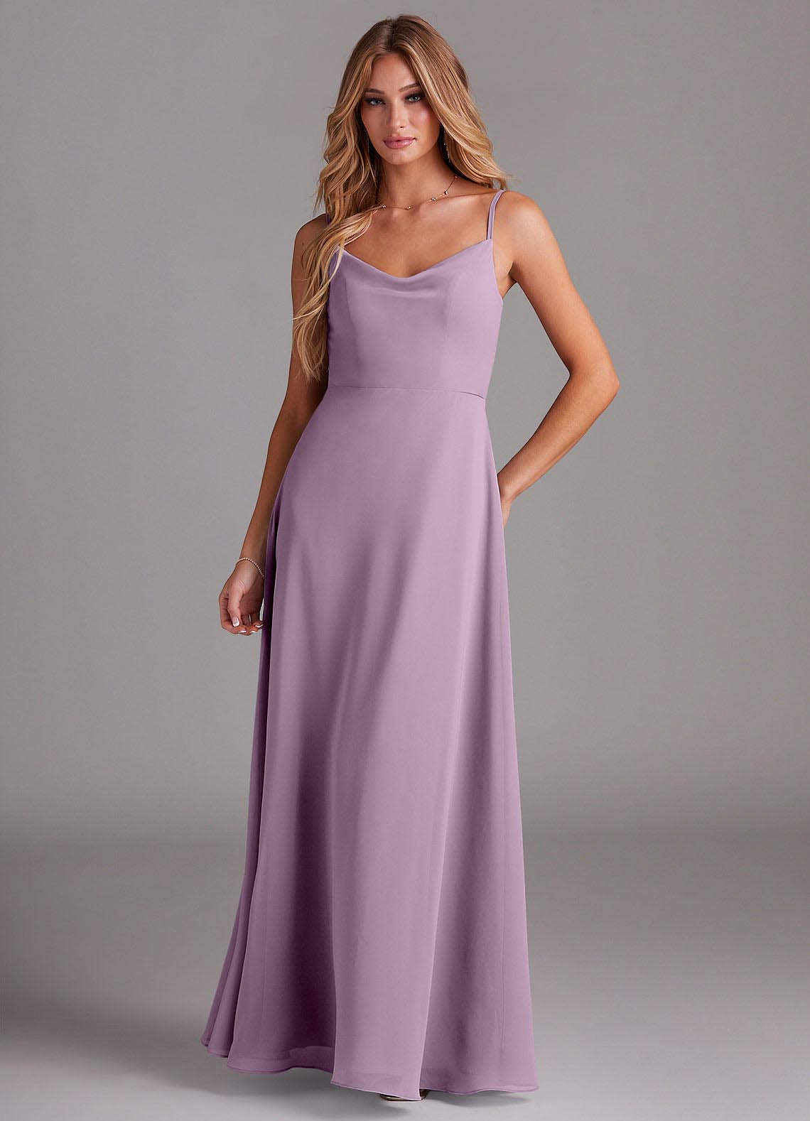 Azazie Daenerys Jurken voor bruidsmeisjes Jurk van Chiffon met A-Lijn Frock Blauweregen image1