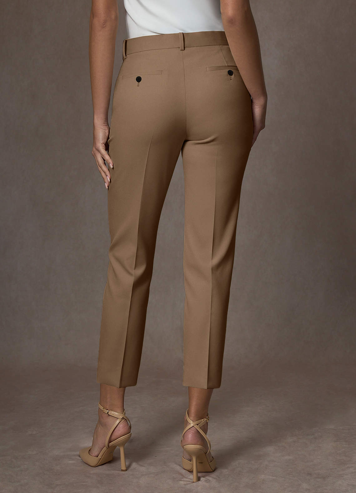 front Victoria Truffle Refined Weave Cropped Pants Suit