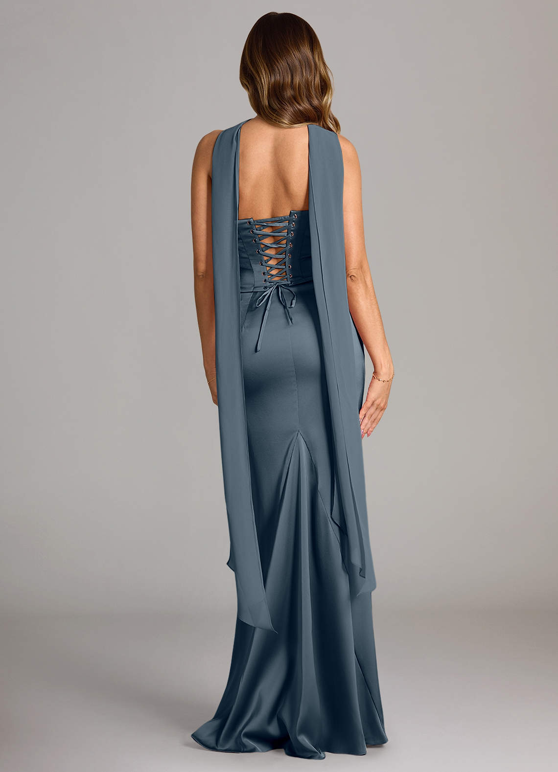 Azazie Sorrel Vestidos de damas de honor Vestido de Crepúsculo de Satén Elástico de Corte Sirena Convertible con Sin tirantes image1