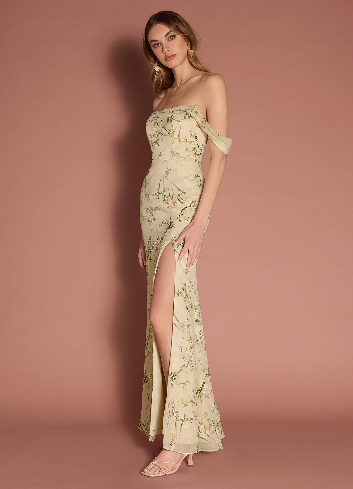 Sonika Vanilla Off Shoulder Maxi Dress Ready to Ship | Azazie