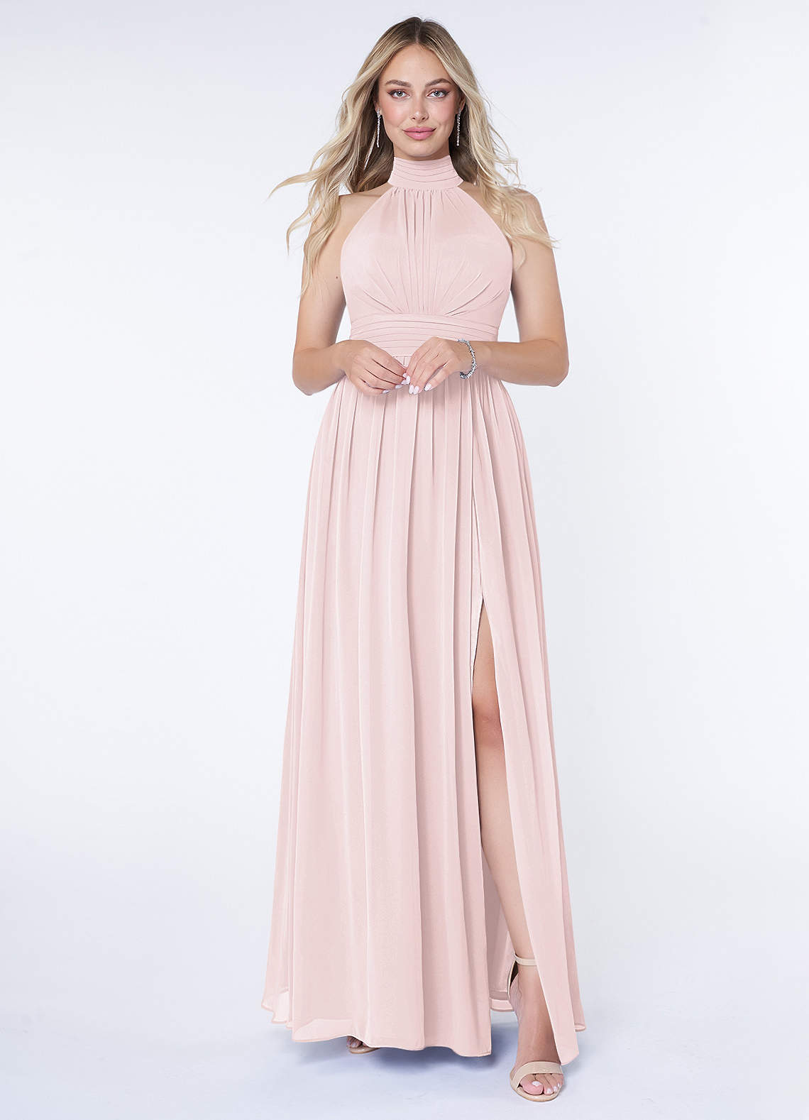 Azazie Iman Abiti da Damigella Abito A-Line in Chiffon A-Line con Increspature Rosa Rossore image1