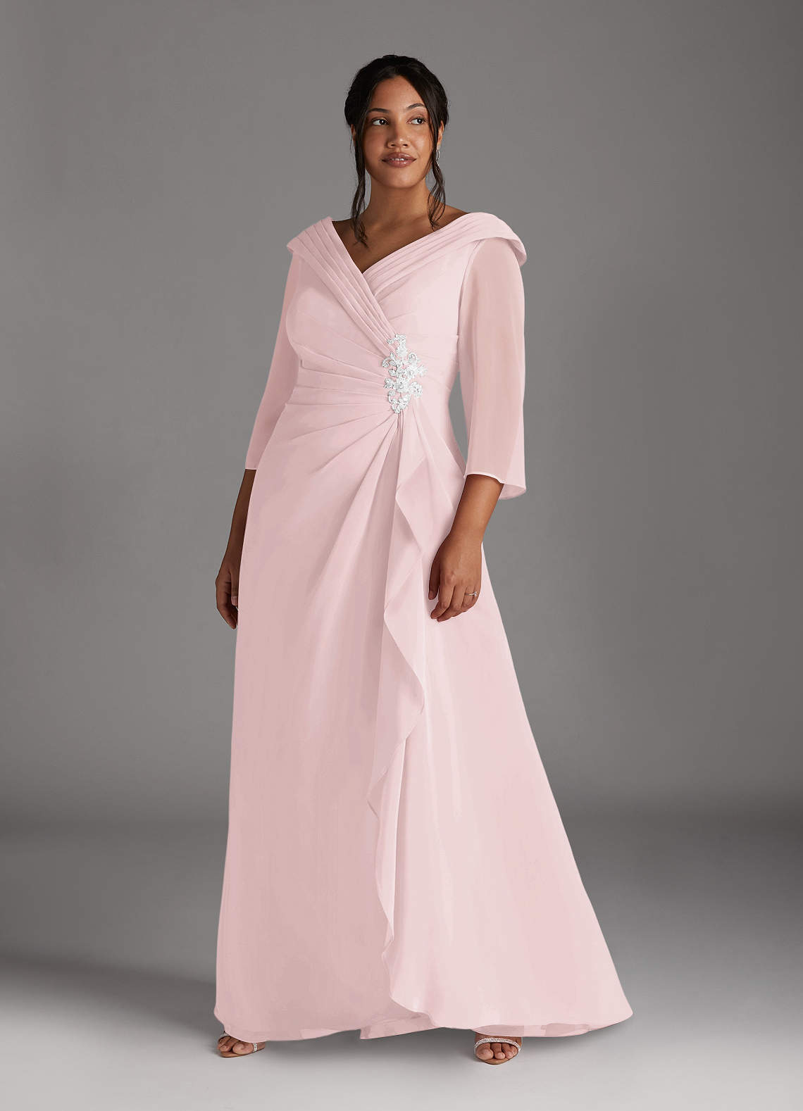 Azazie Jaycee Mother of the Bride Dresses Blushing Pink A-Line Chiffon Dress image1
