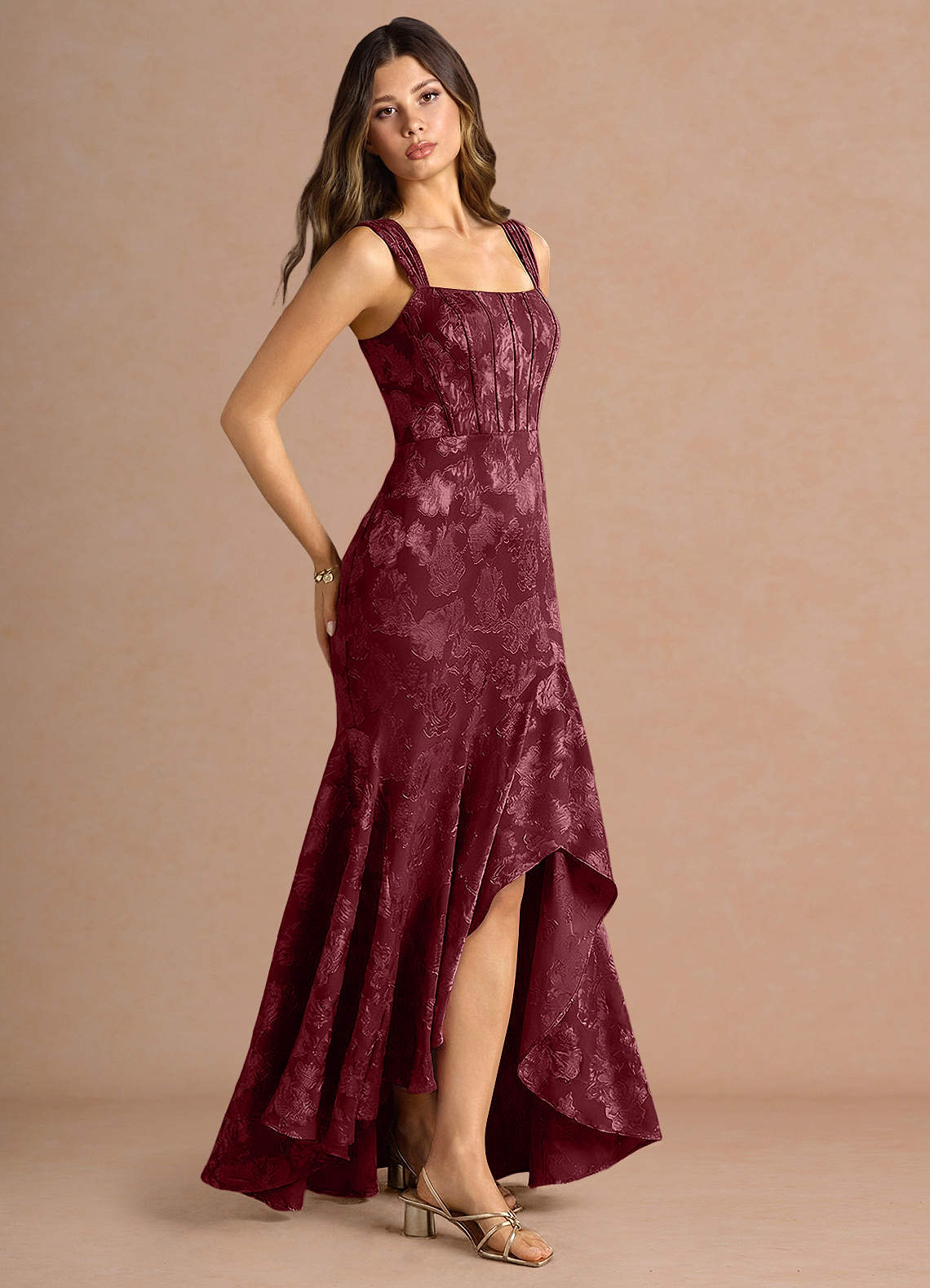 Saskia Wine Maxi Dress | Azazie