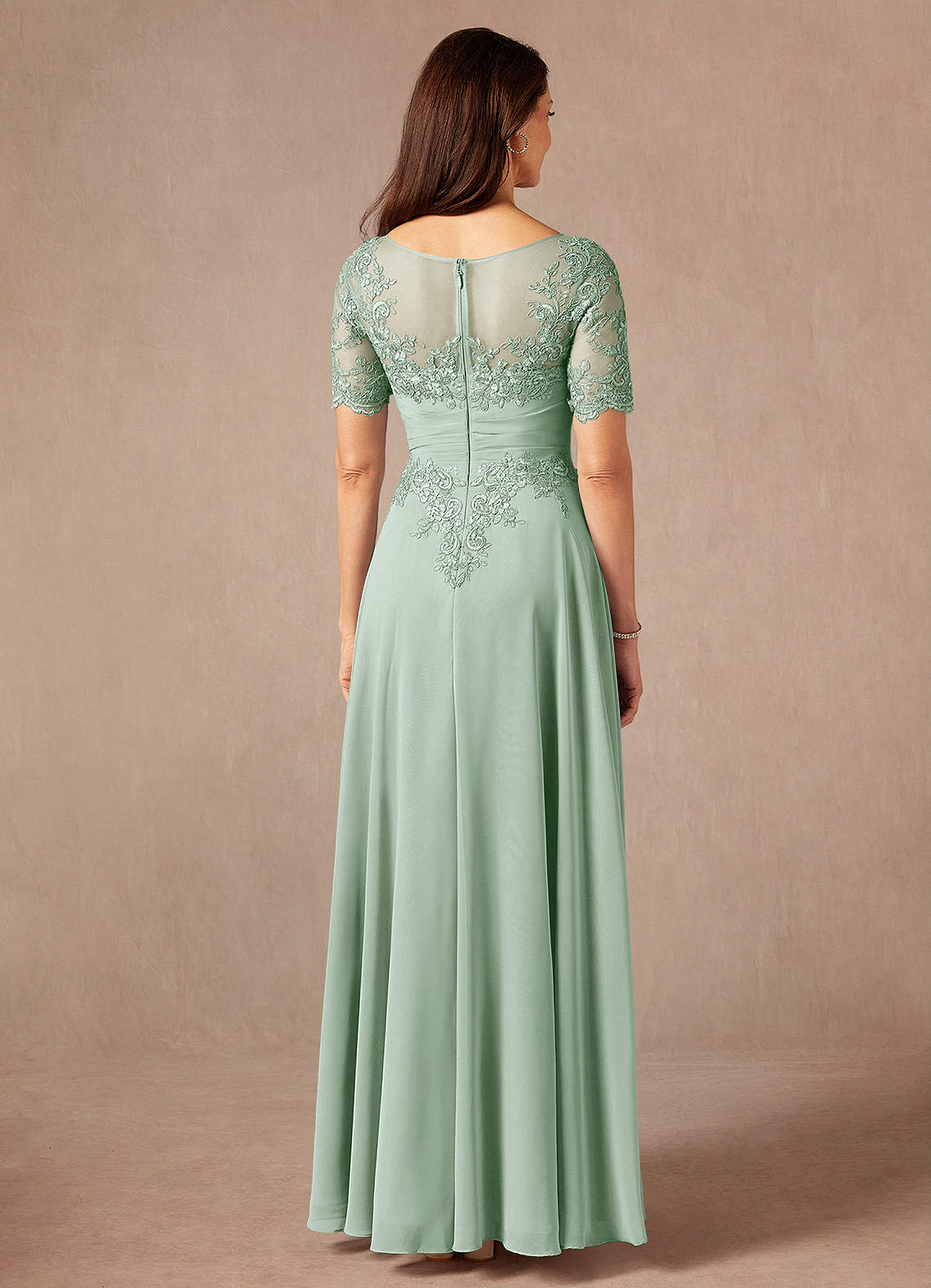 Azazie Raissa Mother of the Bride Dresses Agave A-Line Lace Chiffon Dress image1