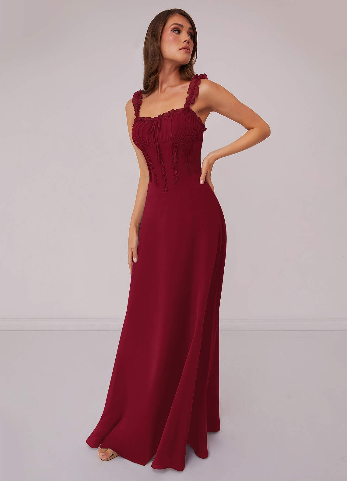 Barbie ♥ Azazie Bridesmaid Dresses Burgundy A-Line Sweetheart Neckline Chiffon Dress image1