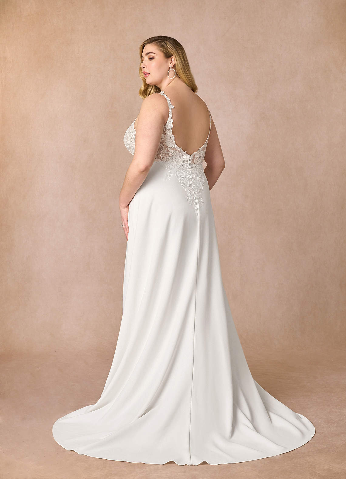 Azazie Clementina Wedding Dresses A-Line V-Neck Sequins Stretch Crepe Chapel Train Dress image1