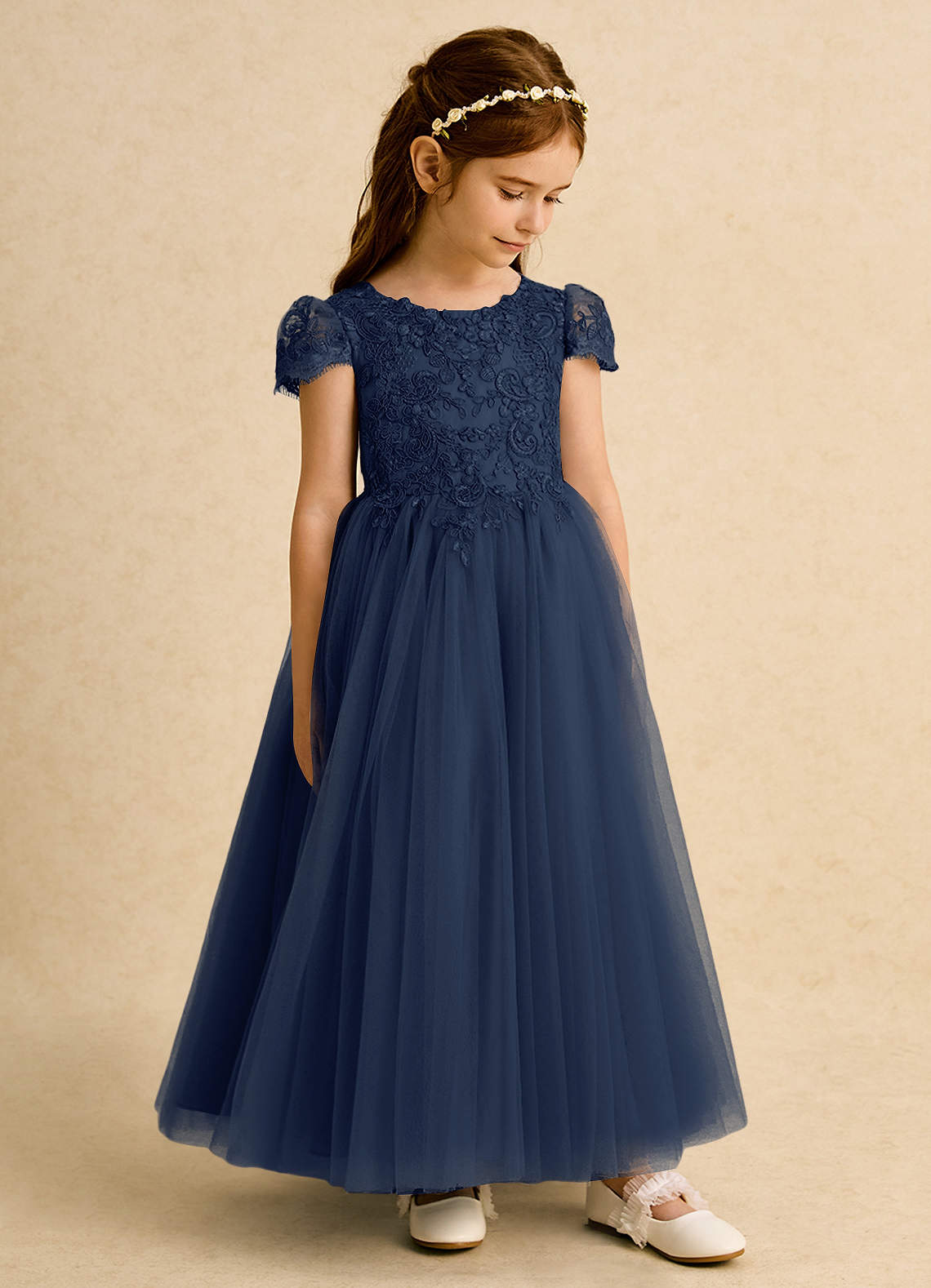 Azazie Puff Flower Girl Klänningar Klä Balklänning i Tyll Spets image3
