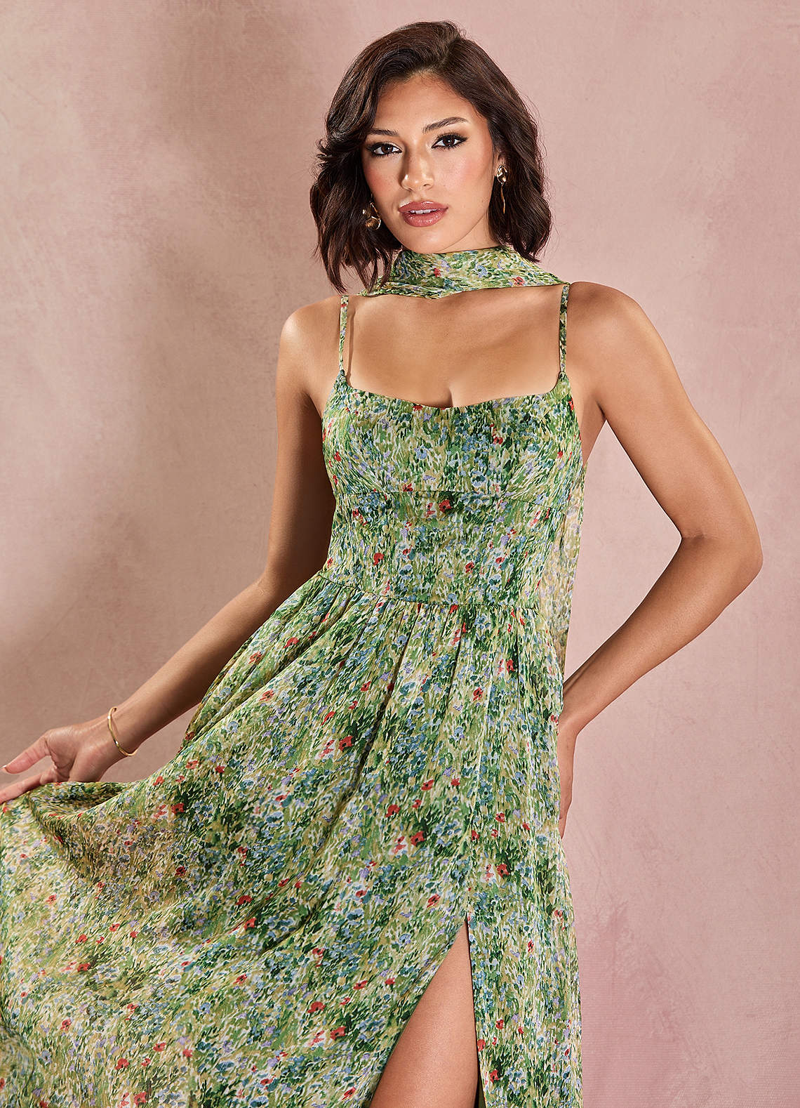 Vestido Flores Verdes Largo Lolla image5