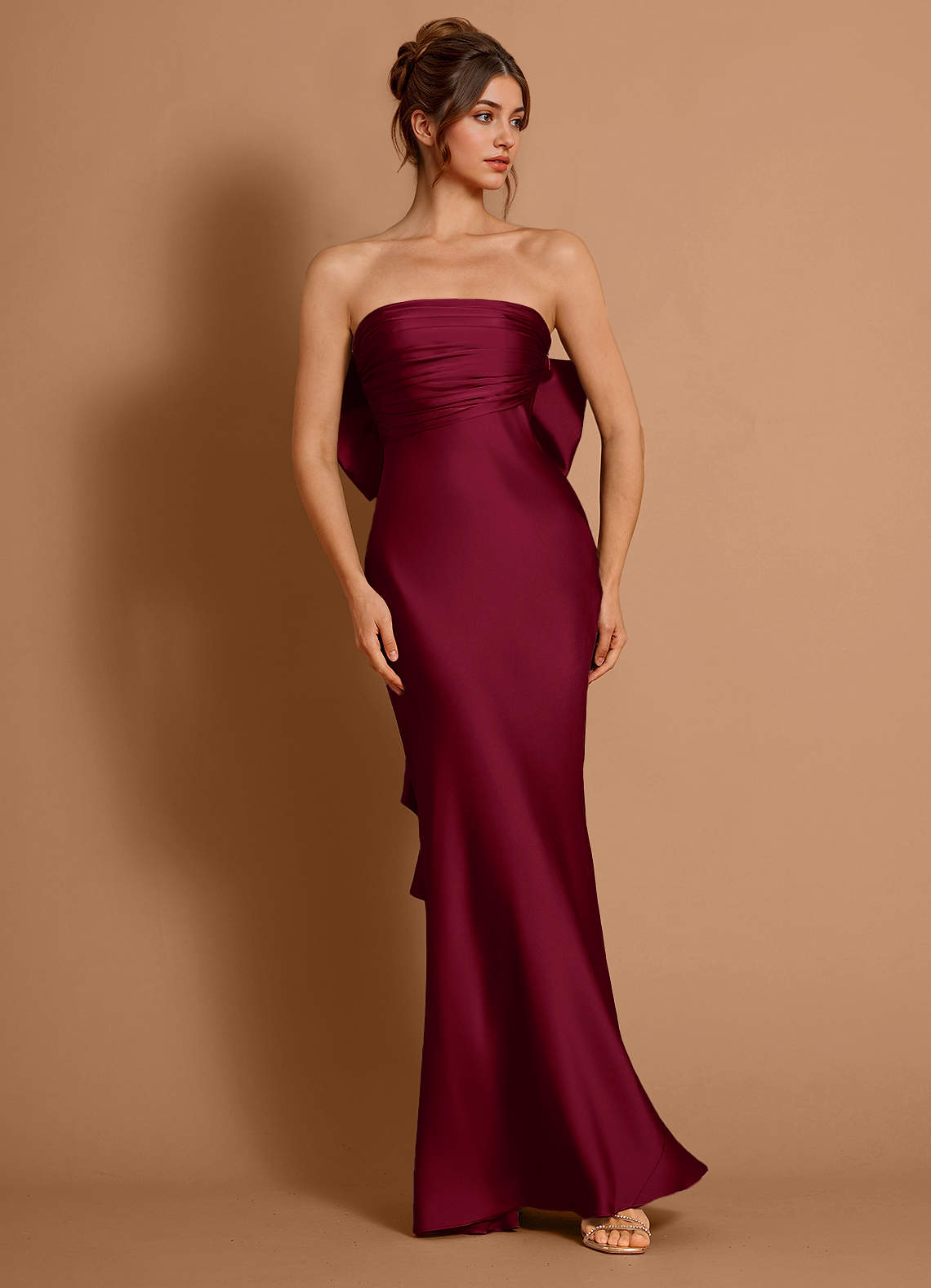 akela maxi dress merlot Amana STRAPLESS SCARF MAXI DRESS - WINE