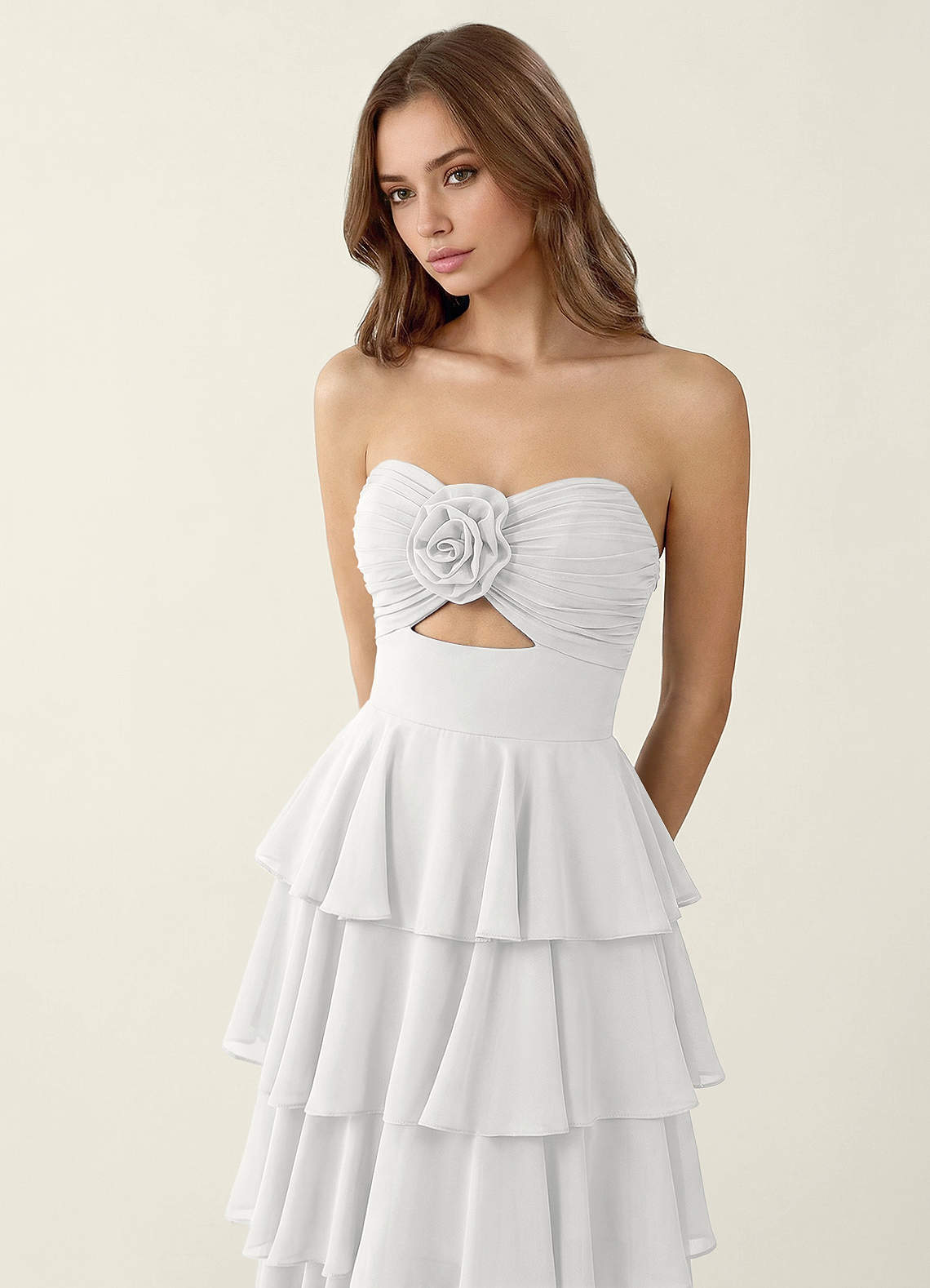 sachin and babi light blue dress High-Low A Line Chiffon Prom Dress with Ruching main image 0