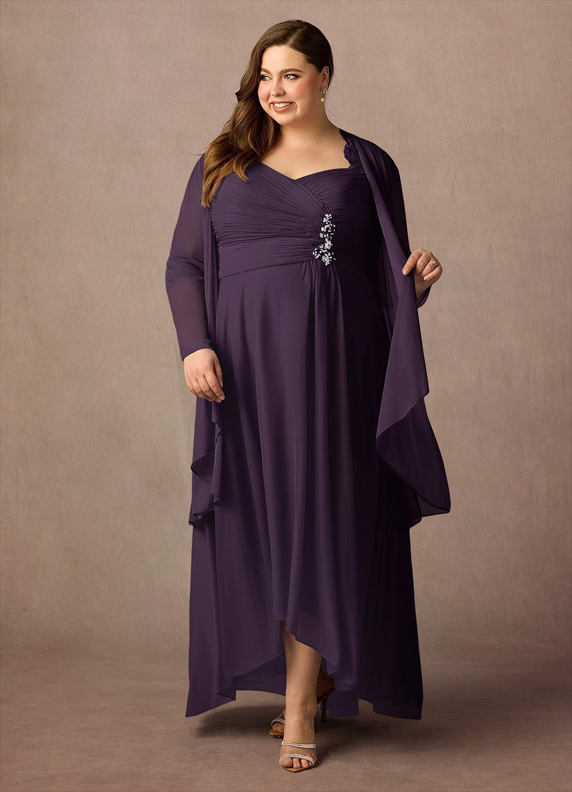 Azazie Anne vestidos de madre de la novia Vestido de Ciruela de Encaje de Recto con Corazón Lentejuelas image1
