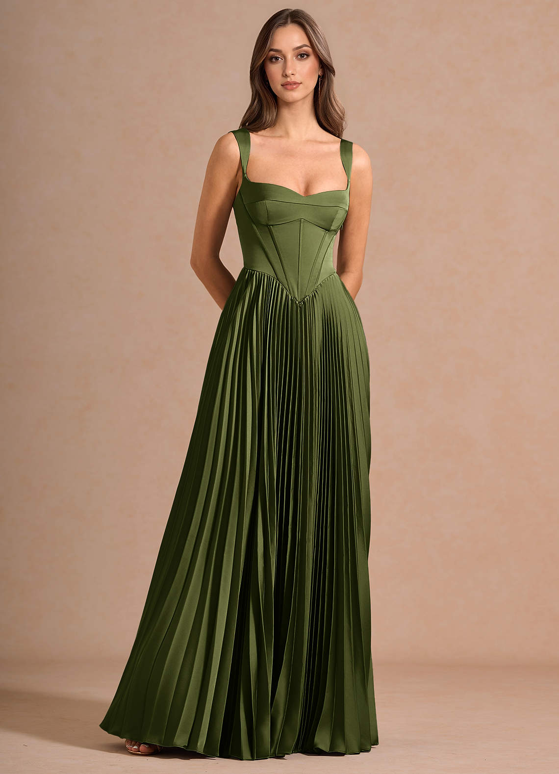 Avenelle Olive Maxi Dress | Azazie CA