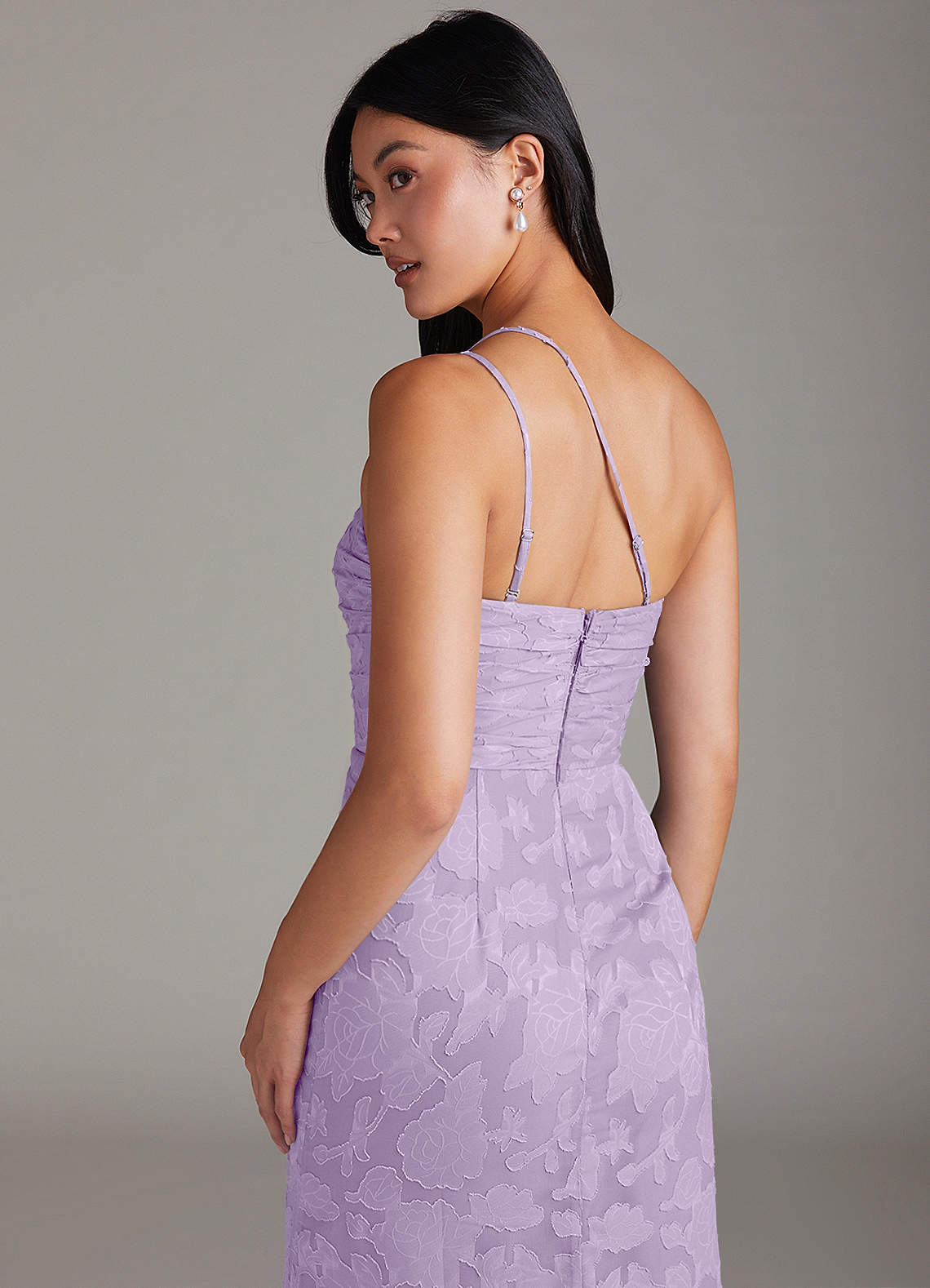 Azazie Eren Jurken voor bruidsmeisjes Jurk van Bloemen Burn-out met Kolom One-shoulder Lila image5