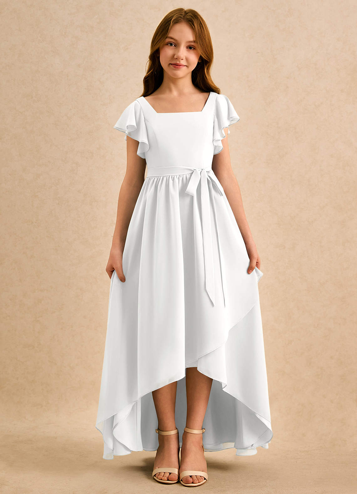 Azazie Milly Girls Formal Flower Girl Klänningar Klä A-Line i Chiffong Plisserad image4