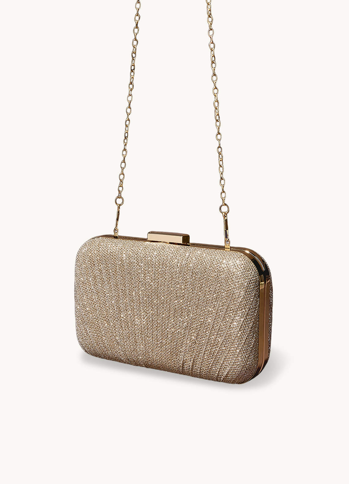 front Champagne Gloss Wrinkle Clutch Bag