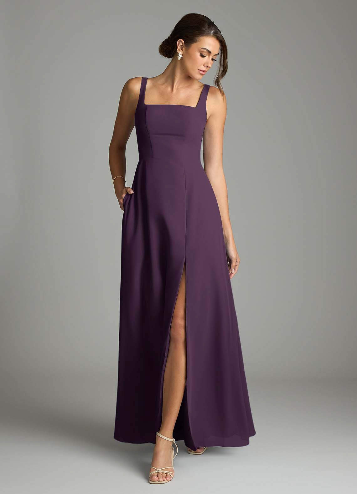 purple bridesmaid dresses with pockets Purple Dress Maid Of Honor A-Line Simple One Shoulder Purple Bridesmaid Dresses With Pockets