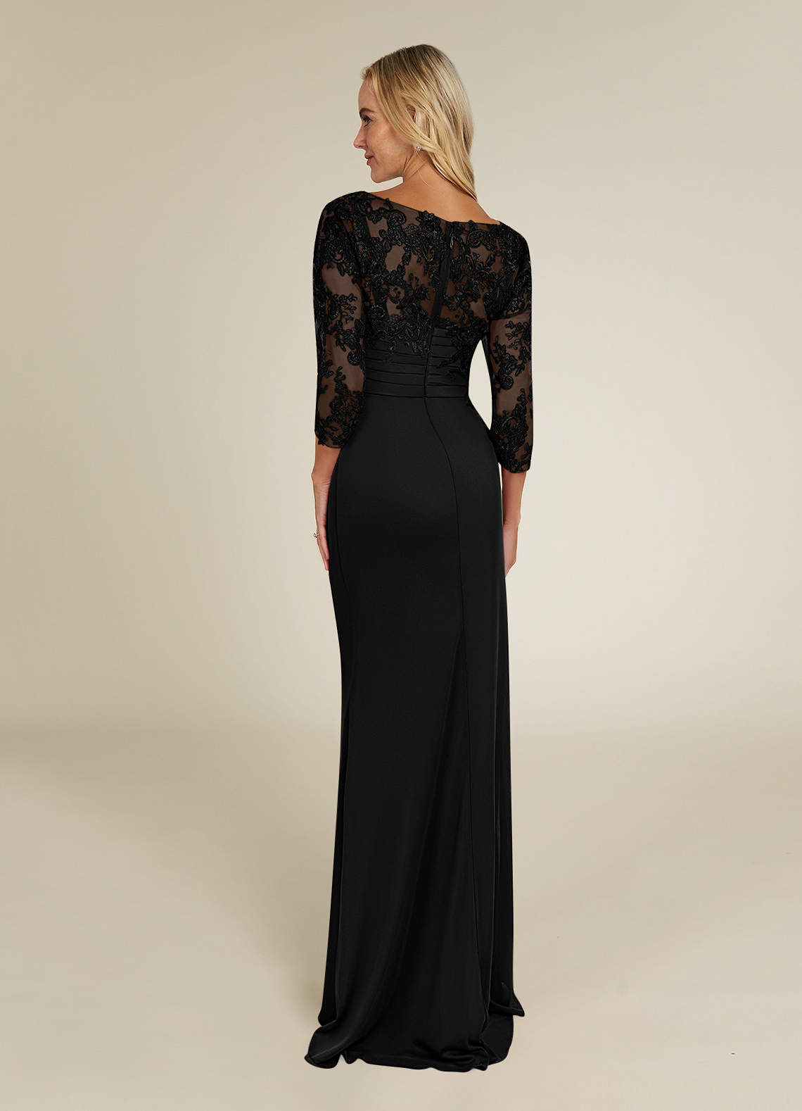Flowy Scoop Chiffon Cape Lace Floor-length Dress Mulberry
