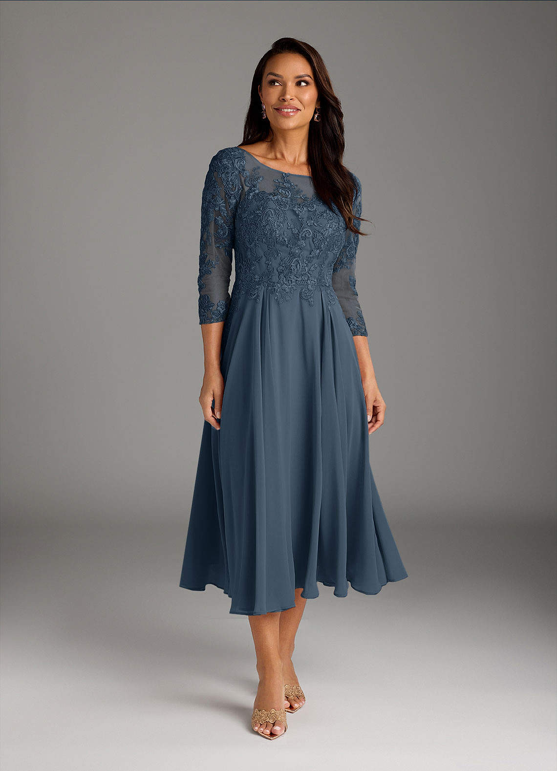 Azazie Marge Mother of the Bride Dresses Neptune A-Line Scoop Lace Chiffon Dress image1