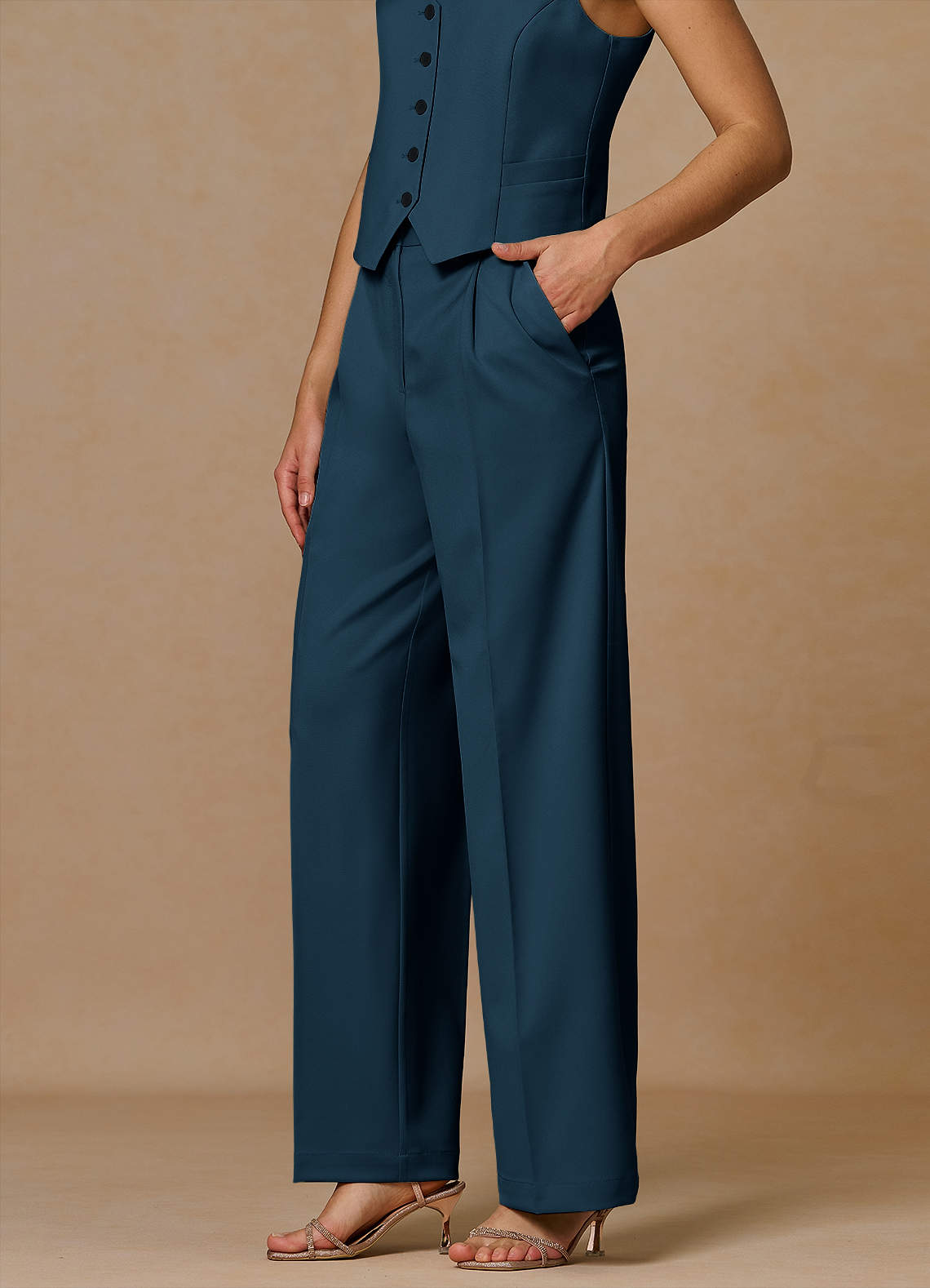 front Rowan 다크 네이비 고급 직조 기능성 팬츠