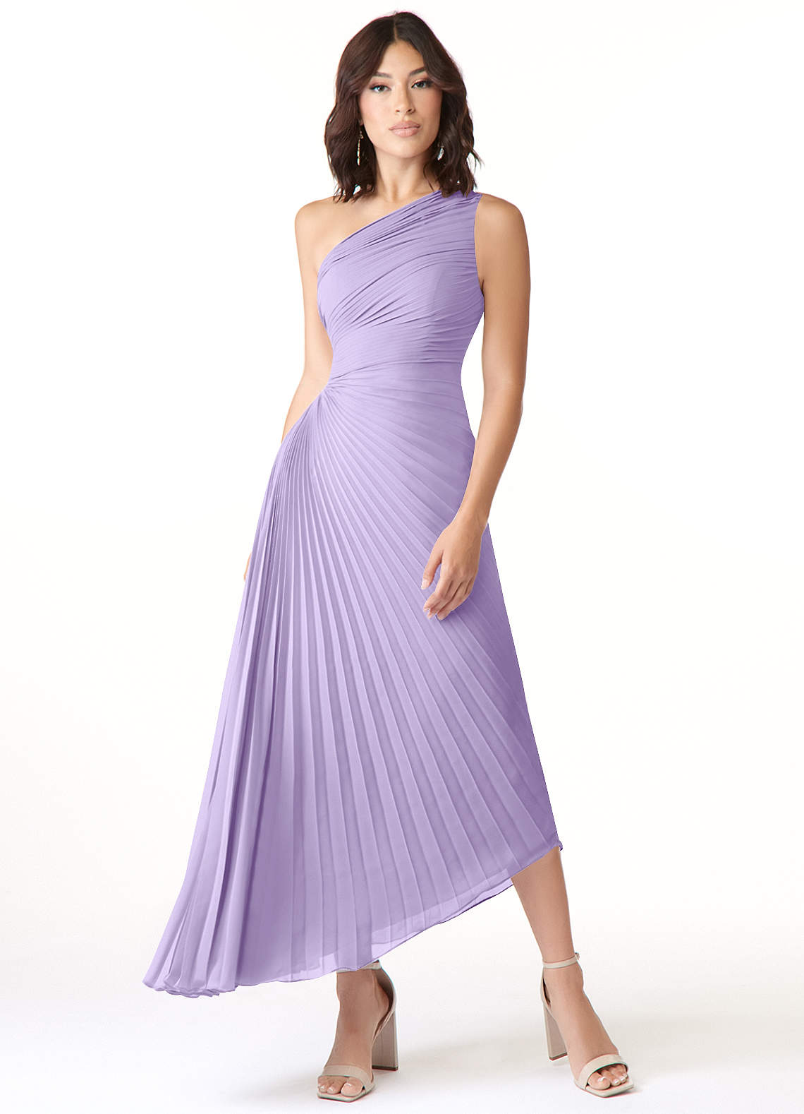 Azazie Kirra Jurken voor bruidsmeisjes Jurk van Chiffon met A-Lijn One-Shoulder Lila image1