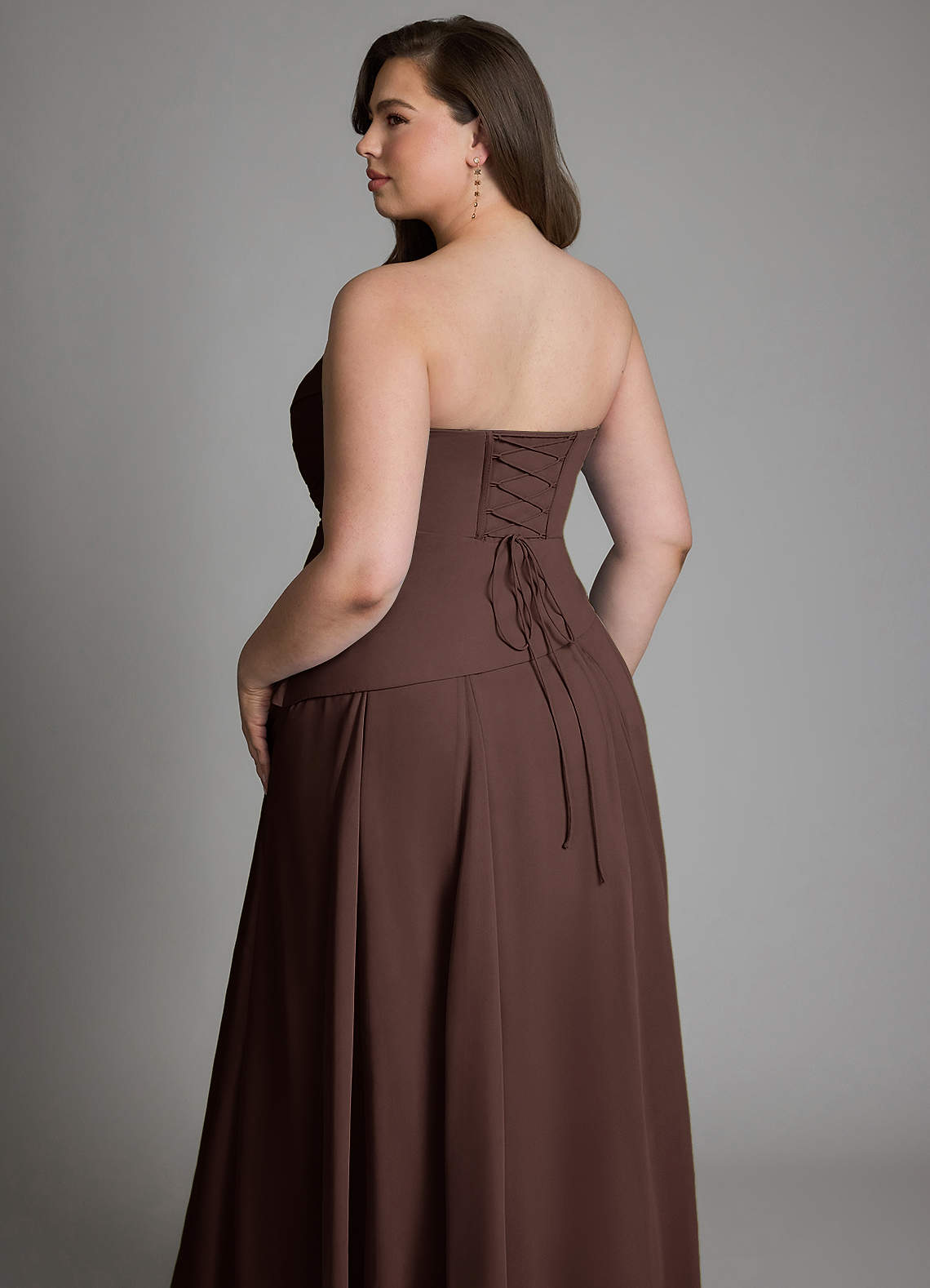 Azazie Gabriela Bridesmaid Dresses Ganache A-Line Corset Chiffon Dress image24