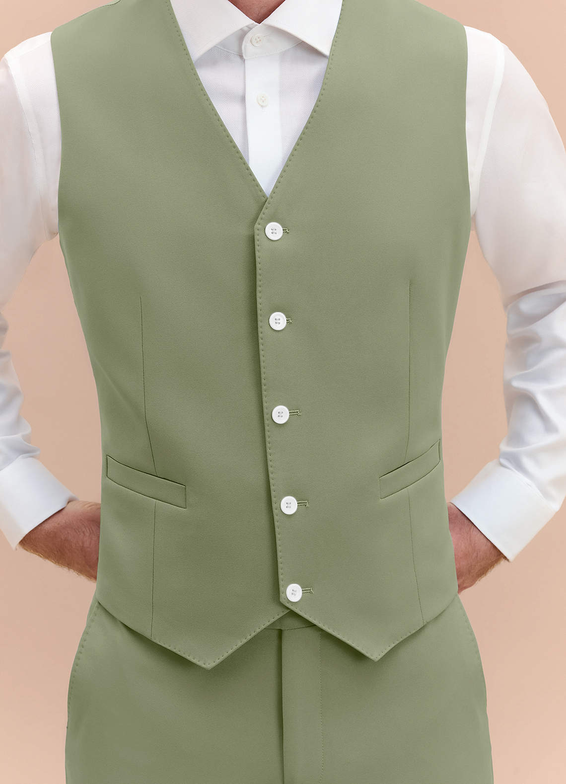 front James Pistachio Structured Stretch Suit Vest