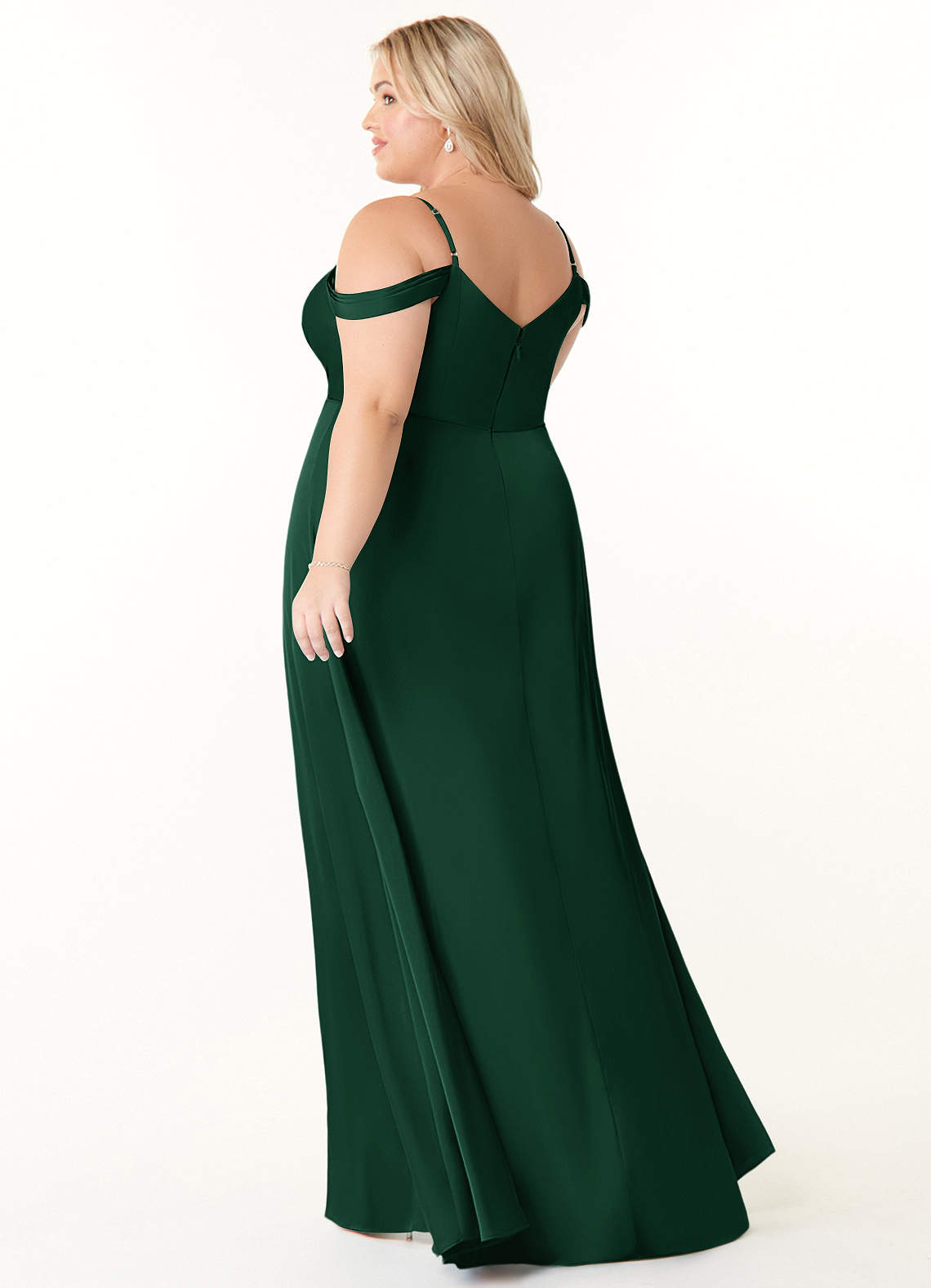 ocean green bridesmaid dresses Zapaka Women Dark Green Bridesmaid Dress with Slit Spaghetti Straps Ruche Long Wedding Guest Dress, Dark Green / US16W