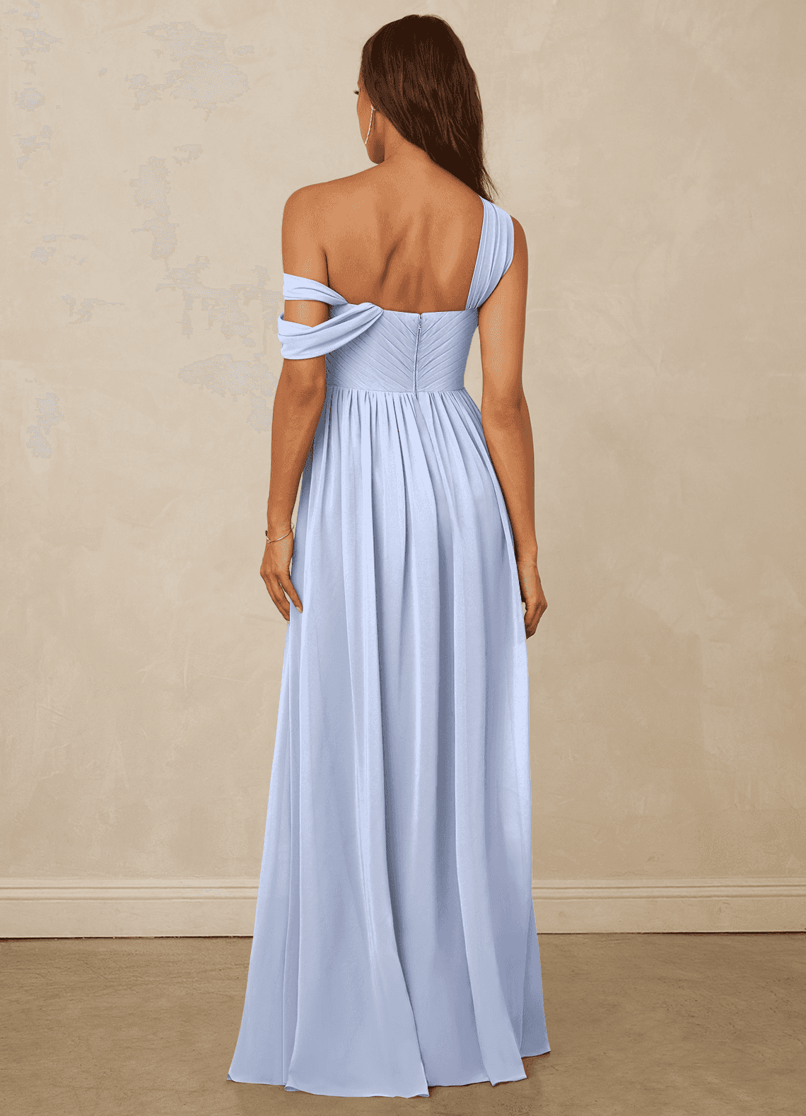 Christian Siriano Bridal for Azazie 1014 Bridesmaid Dresses Ice A-Line Off the Shoulder Chiffon Dress image2