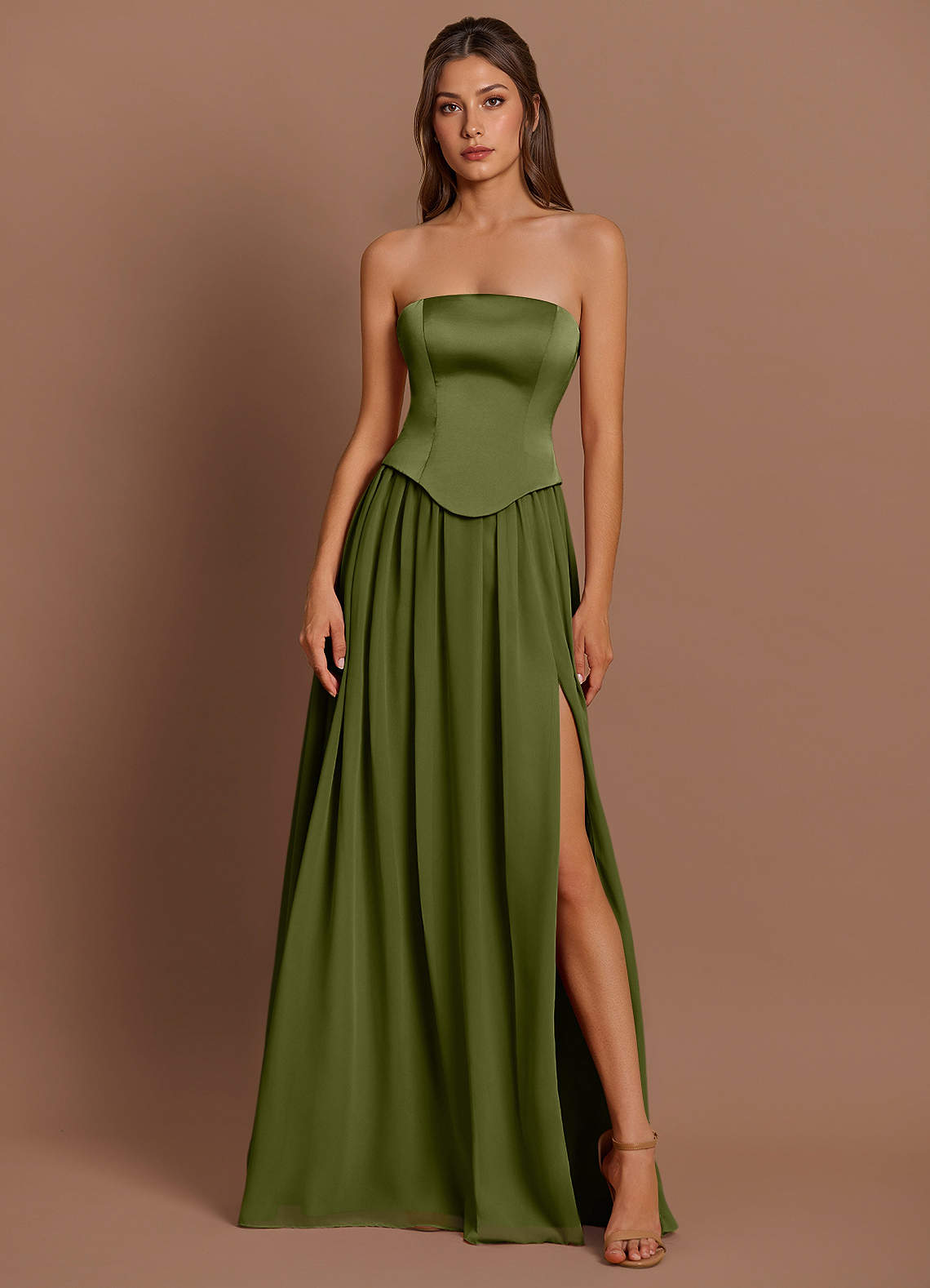 Cadence Olive Maxi Dress | Azazie