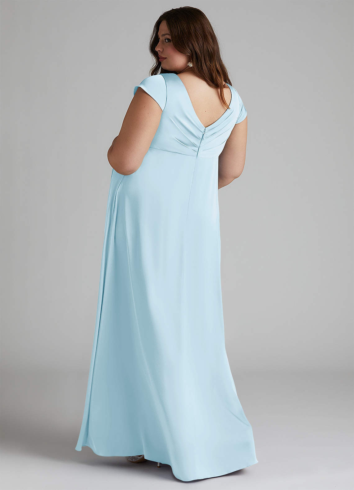Azazie Allessia Maternity Bridesmaid Dresses A-Line Pleated Stretch Satin Floor-Length Dress image8