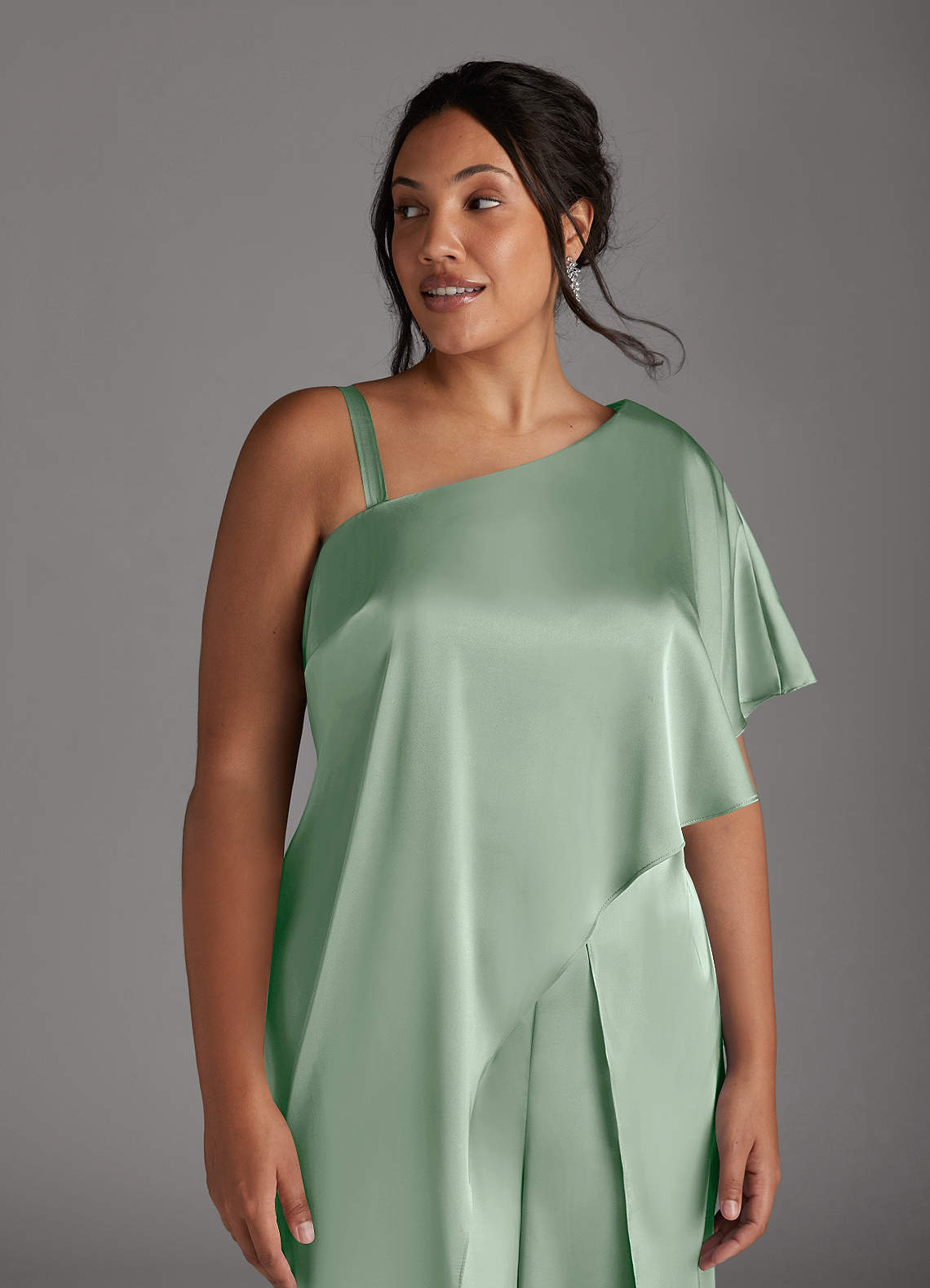Azazie Hagretta vestidos de madre de la novia Vestido de Agave de Satén Elástico de Mono/Traje de pantalón image11