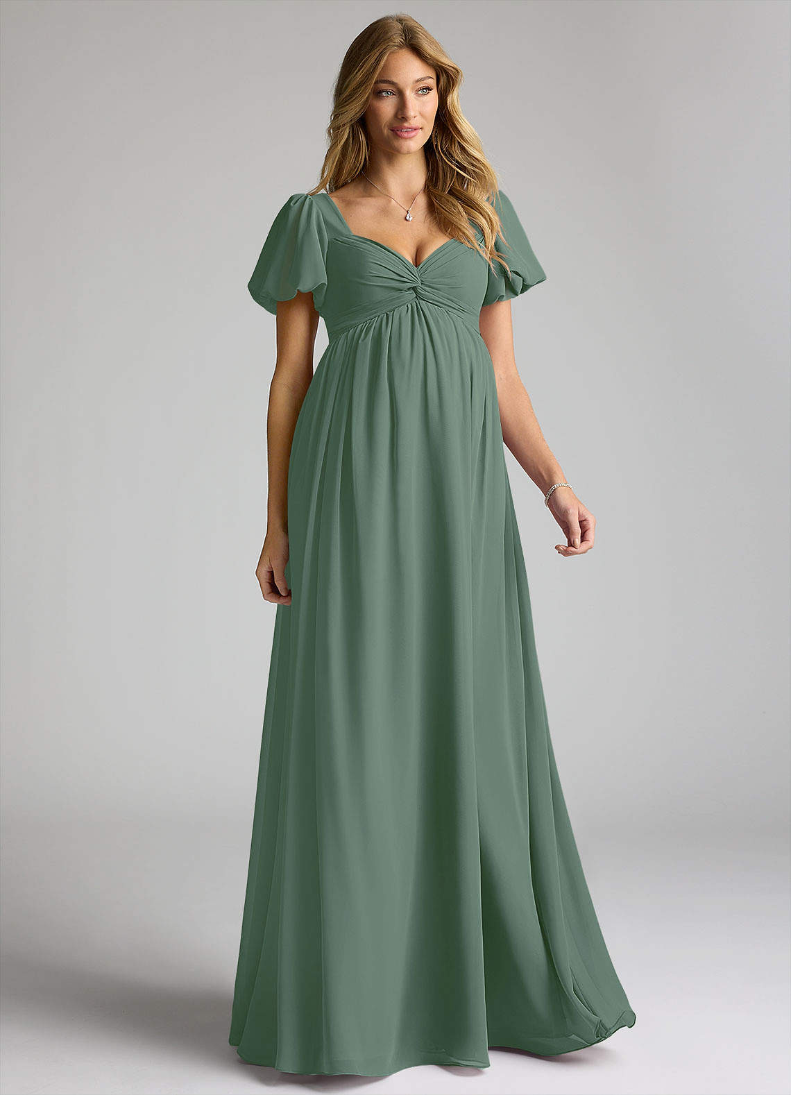 Azazie Madisynn Vestidos de dama de honra para maternidade Vestir Arco Comprimento do chão Chiffon image1