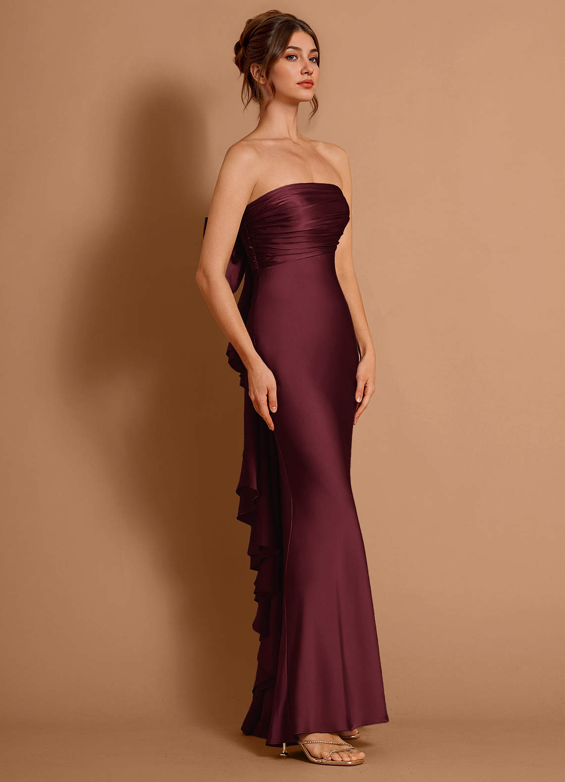 green emerald velvet dress Colored Maroon Evening Dress| Latest Evening Dresses XL / Maroon / Satin main image 1