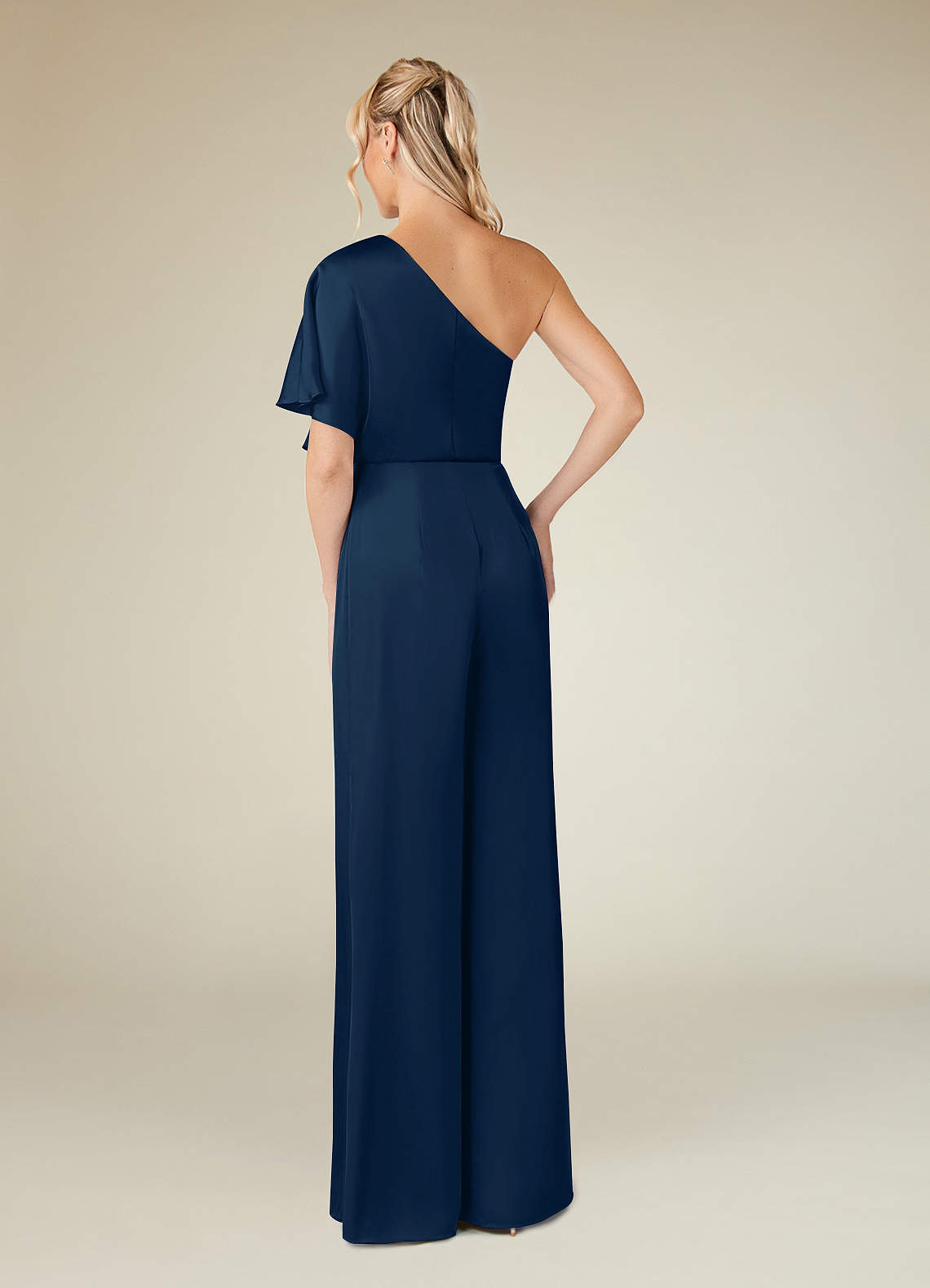 Azazie Hagretta Mother of the Bride Dresses Dark Navy Jumpsuit/Pantsuit Stretch Satin Dress image1