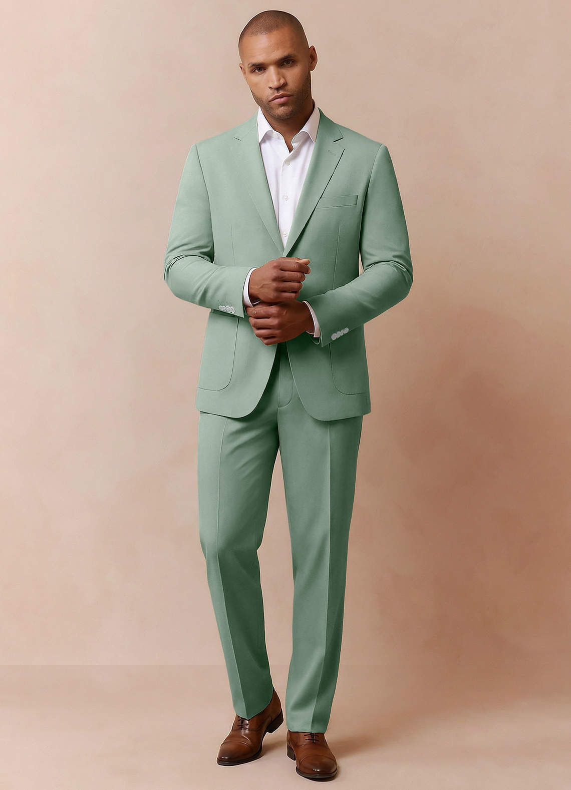 front Owen Dusty Sage Lightweight Tailored Suit Jacket